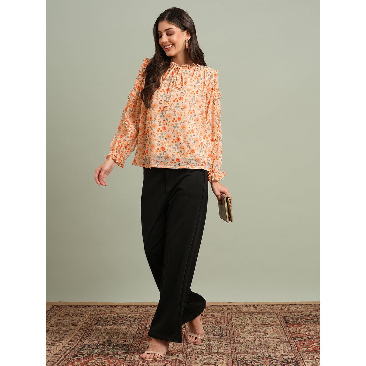 بلوزة بطبعة زهور وتفاصيل كشكش-women-clothing-shirtsandblouses-blouses-image-5