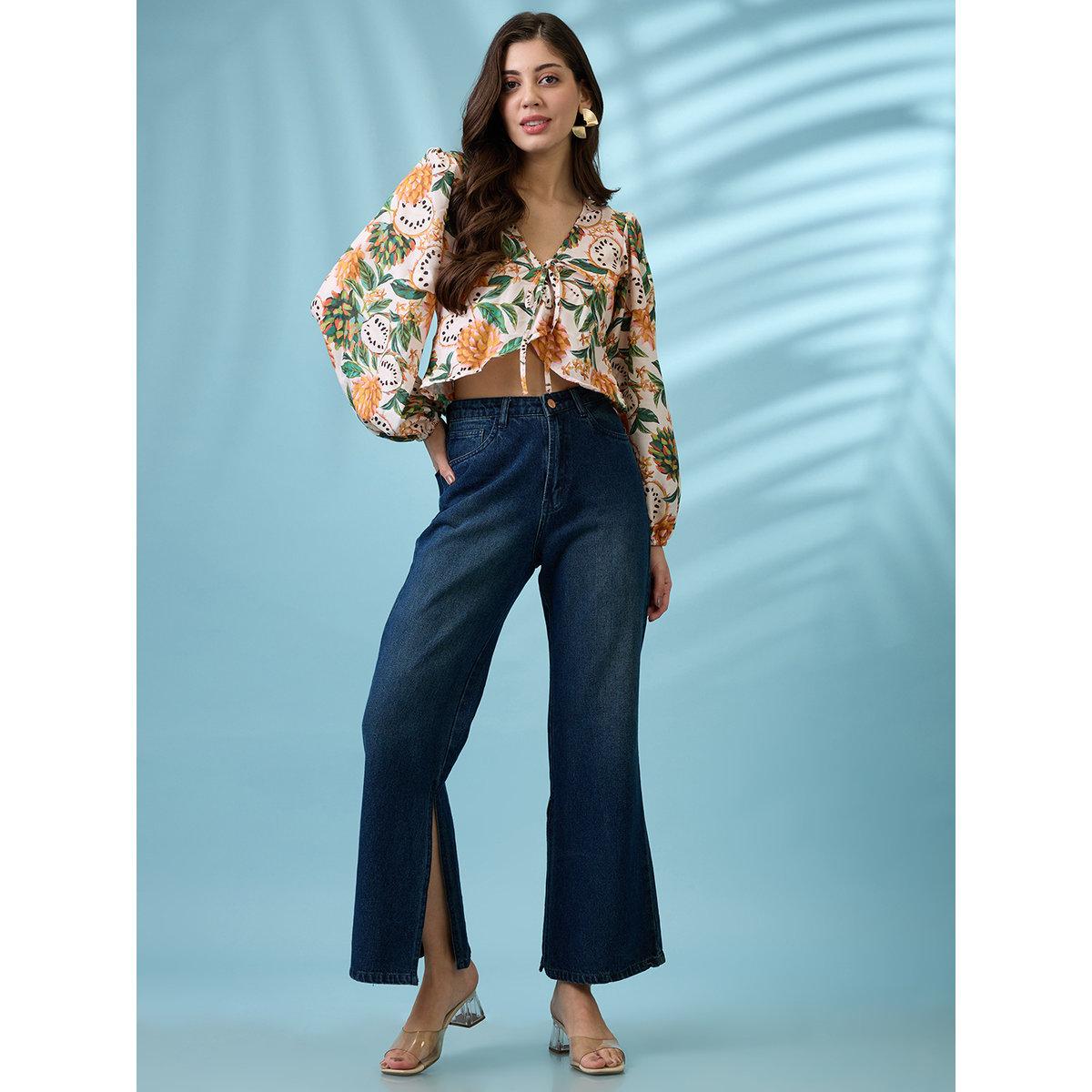 Globus X Styli Multi Tropical Print Tie-Up Detail Wrap Top-women-clothing-shirtsandblouses-blouses-image-5