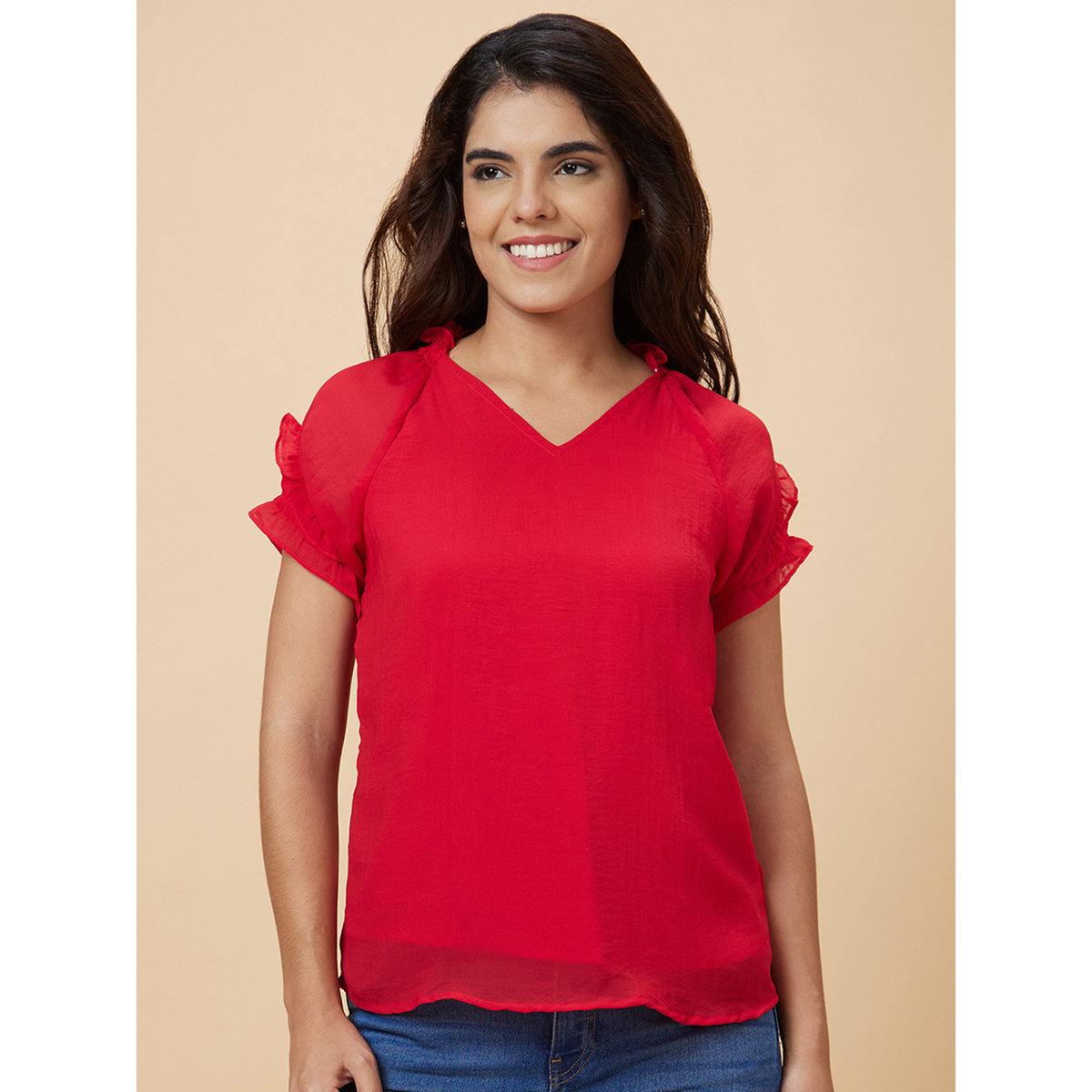 بلوزة سادة بأكمام قصيرة-women-clothing-shirtsandblouses-blouses-image-5