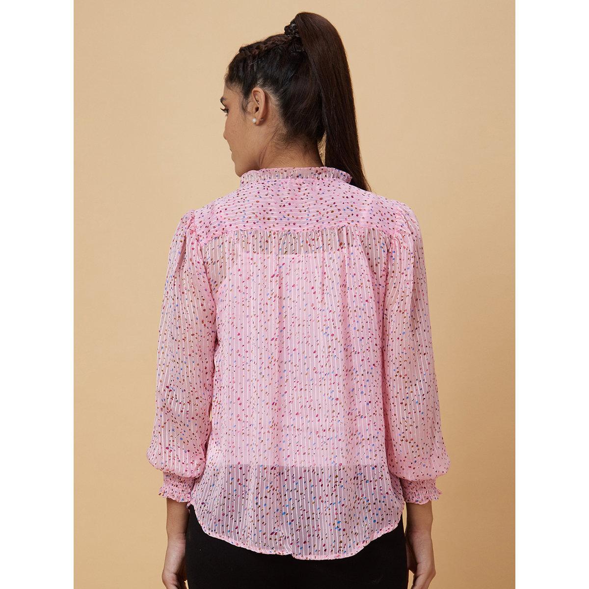 Globus X Styli Pink Ditsy Print Top with Inner Cami-women-clothing-tshirts-image-3