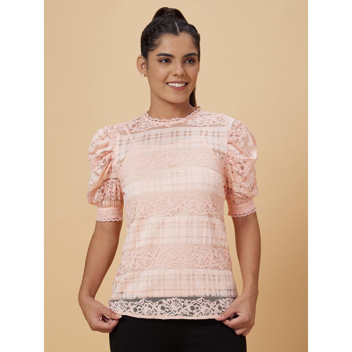 بلوزة بتفاصيل دانتيل مع بلوزة بحمالات-women-clothing-tshirts-image-2