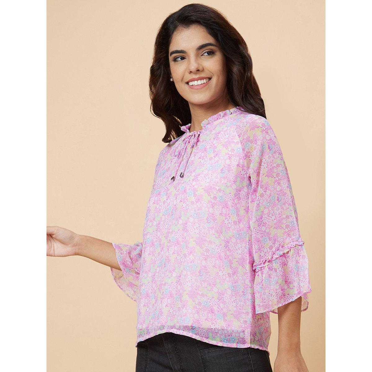 بلوزة بطبعة زهور وياقة بأربطة-women-clothing-shirtsandblouses-blouses-image-4