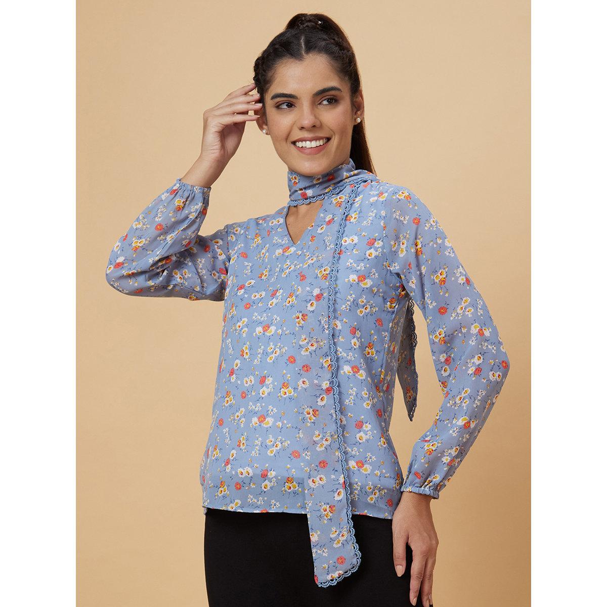 بلوزة بطبعة زهور مع ياقة بأربطة-women-clothing-shirtsandblouses-blouses-image-4