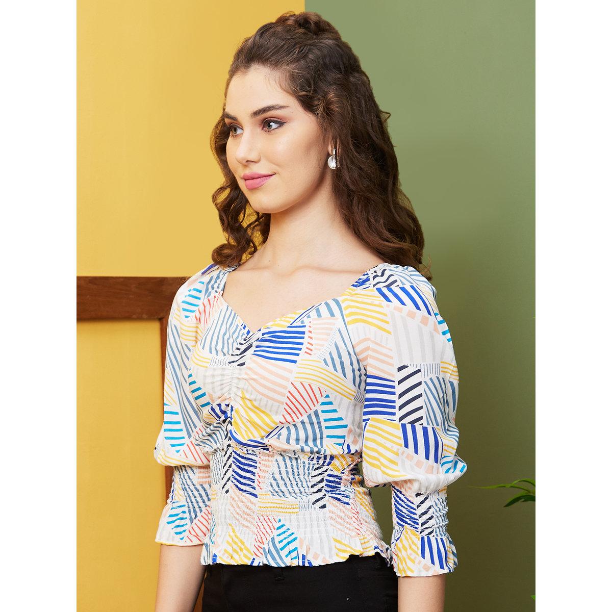 Globus X Styli Multi Striped Casual Sweetheart Neck Top-women-clothing-shirtsandblouses-blouses-image-2