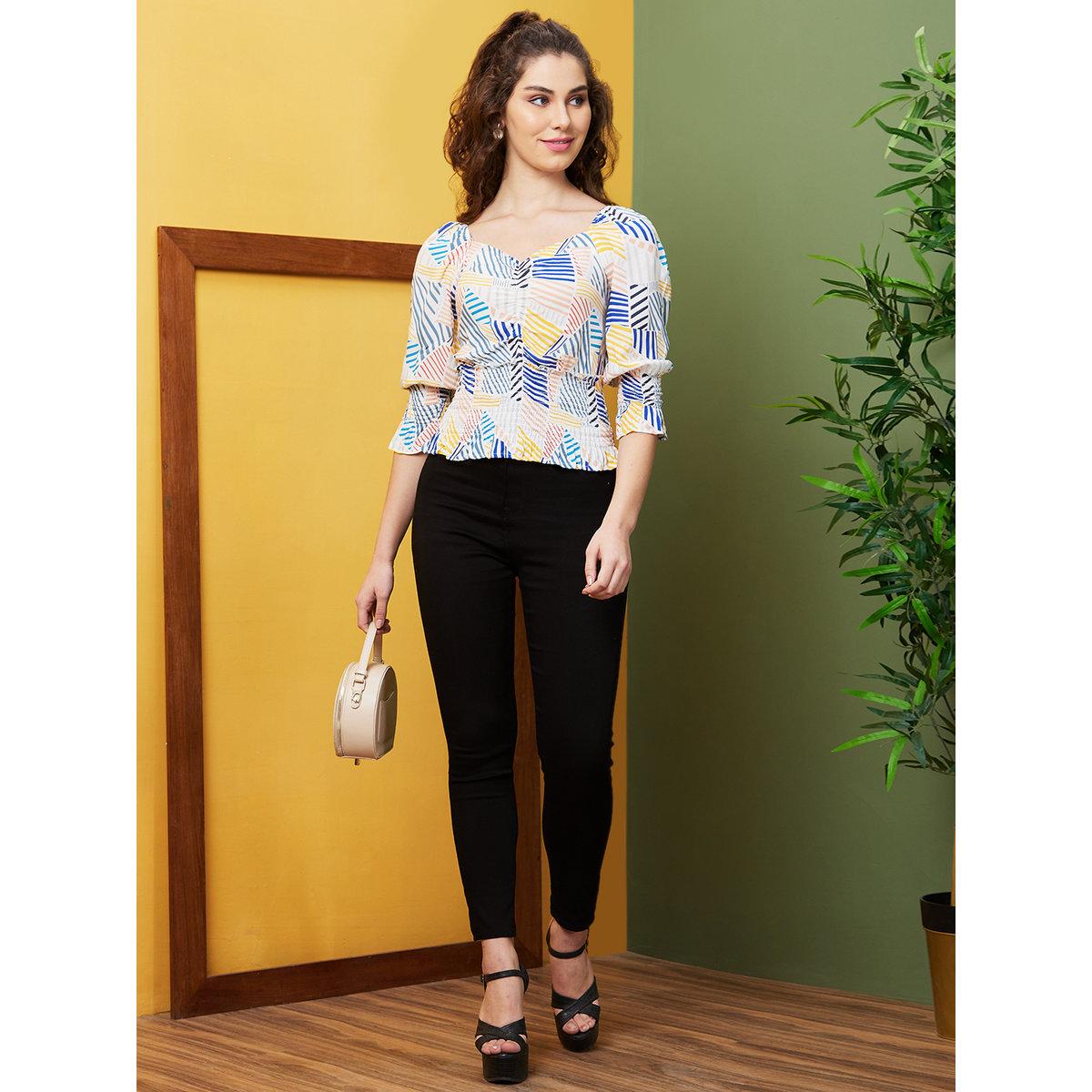 بلوزة مخططة بياقة على شكل قلب-women-clothing-shirtsandblouses-blouses-image-5