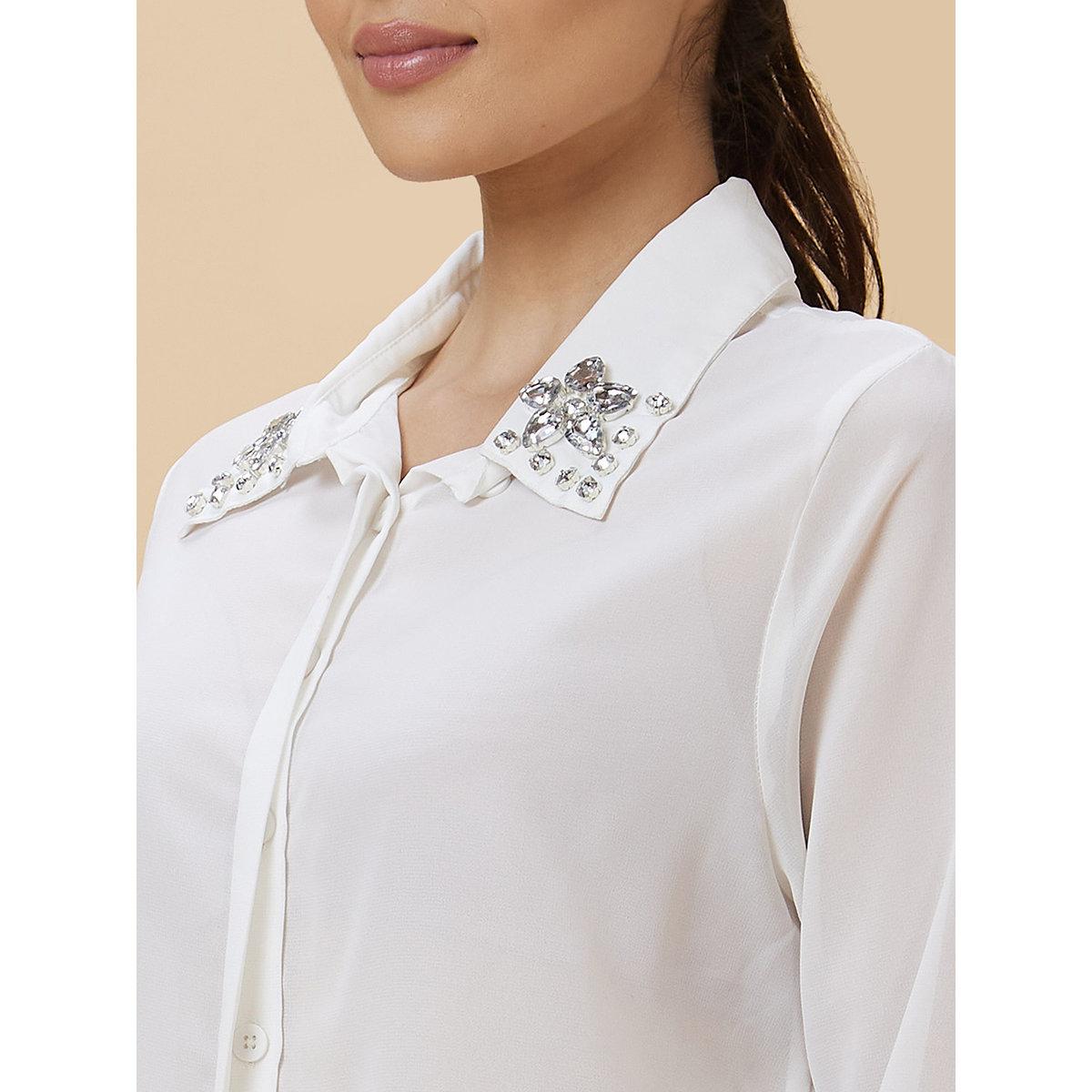 Globus X Styli White Embellished Collar Cuffed Sleeves Shirt-women-clothing-shirtsandblouses-shirts-image-5