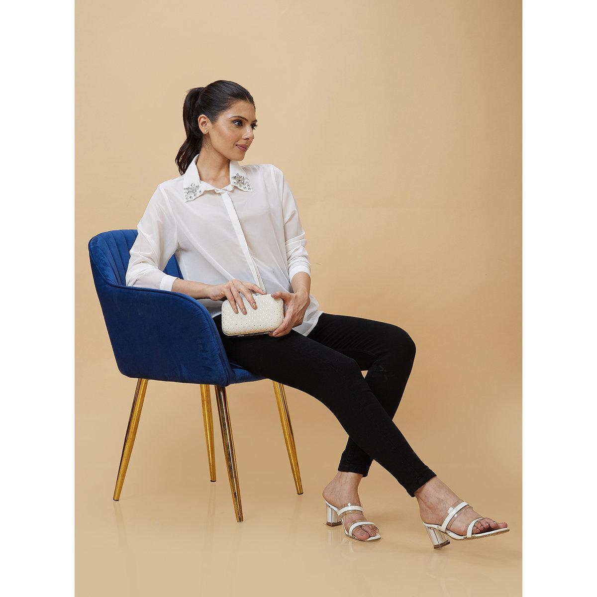 Globus X Styli White Embellished Collar Cuffed Sleeves Shirt-women-clothing-shirtsandblouses-shirts-image-6