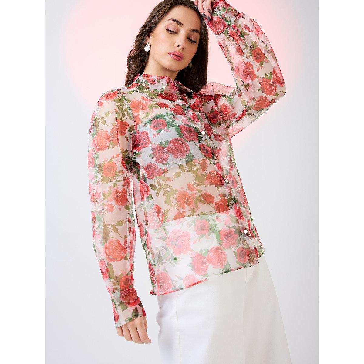 بلوزة أورجانزا بطبعة زهور-women-clothing-shirtsandblouses-shirts-image-1