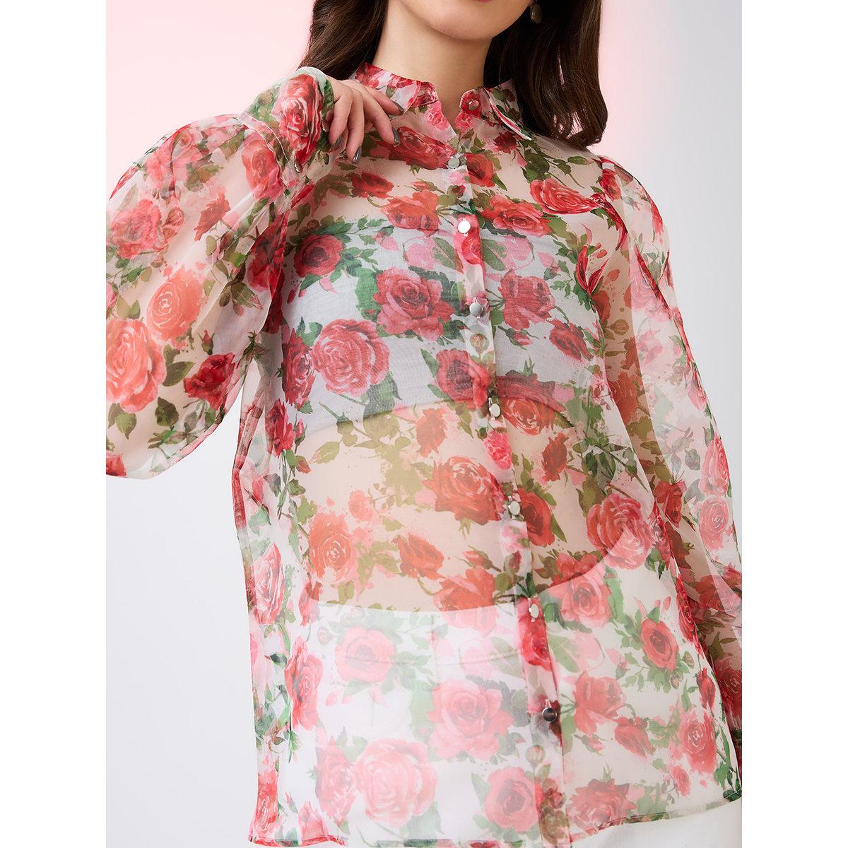 Globus X Styli Multi Floral Print Organza Shirt-women-clothing-shirtsandblouses-shirts-image-4