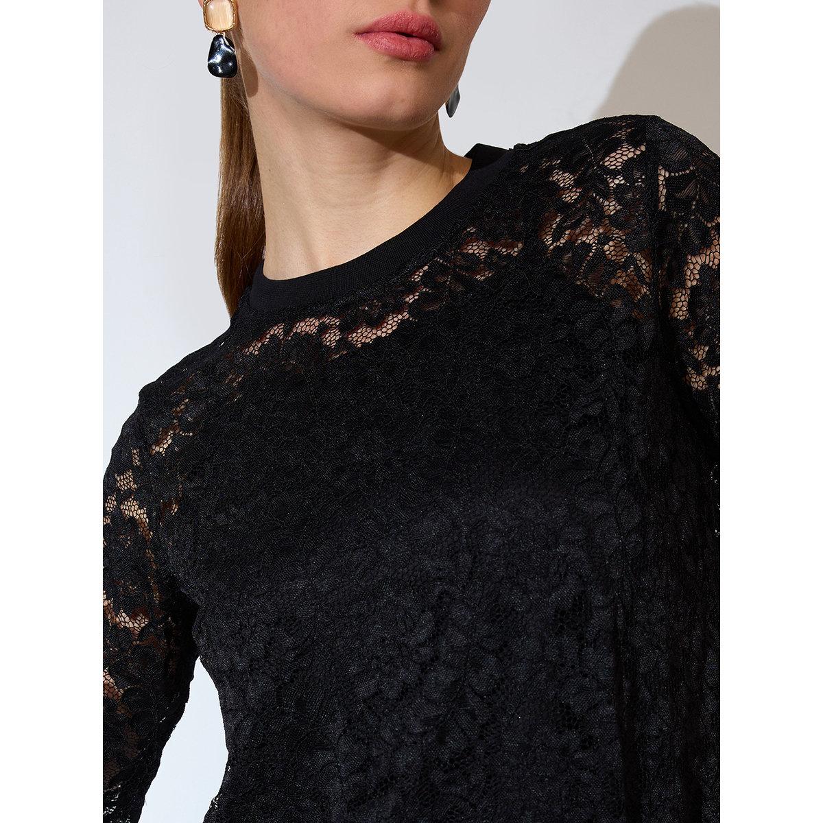 Globus X Styli Black Floral Lace Crop Top-women-clothing-tshirts-image-4