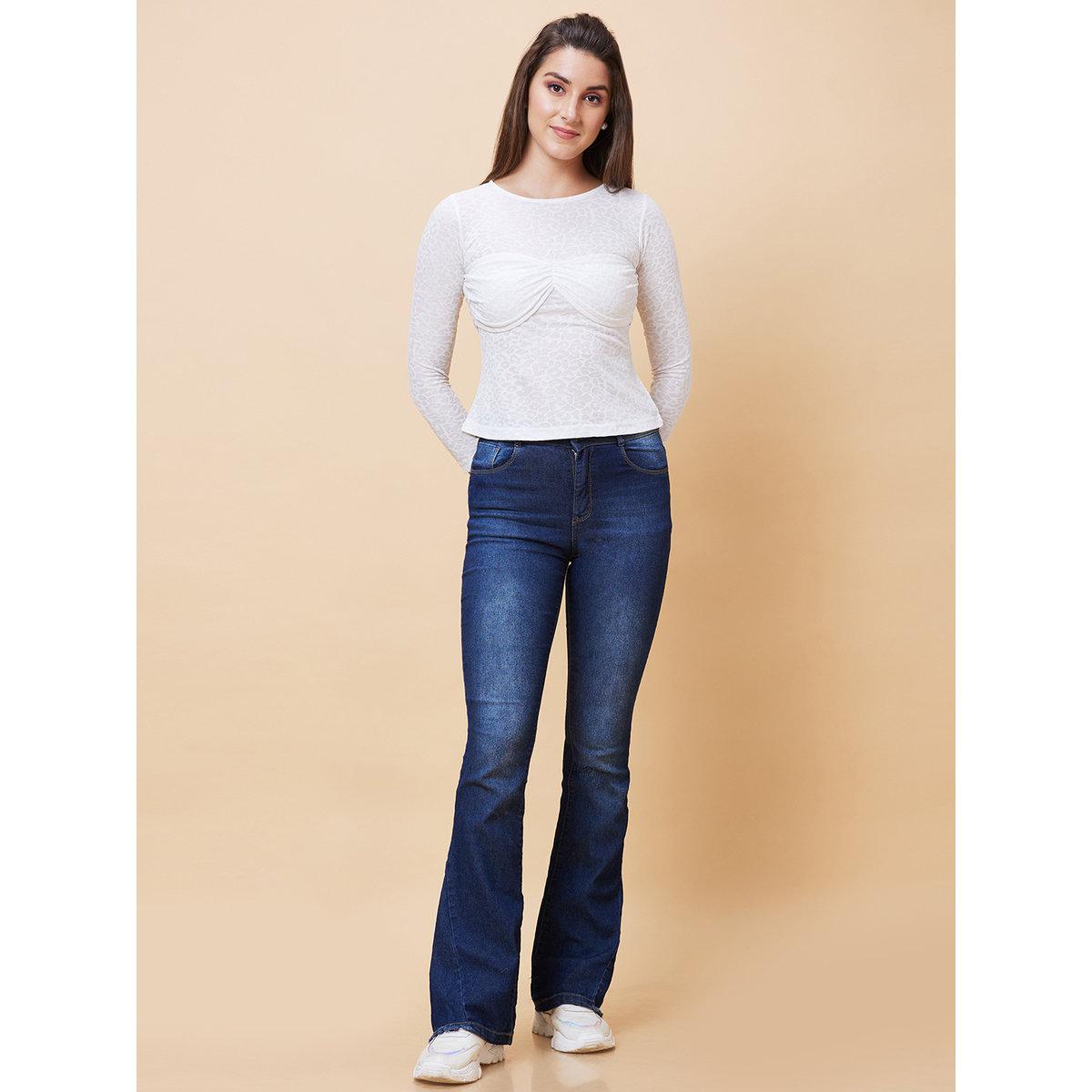Globus X Styli White Jacquard Knot Front Fitted Top-women-clothing-shirtsandblouses-blouses-image-7
