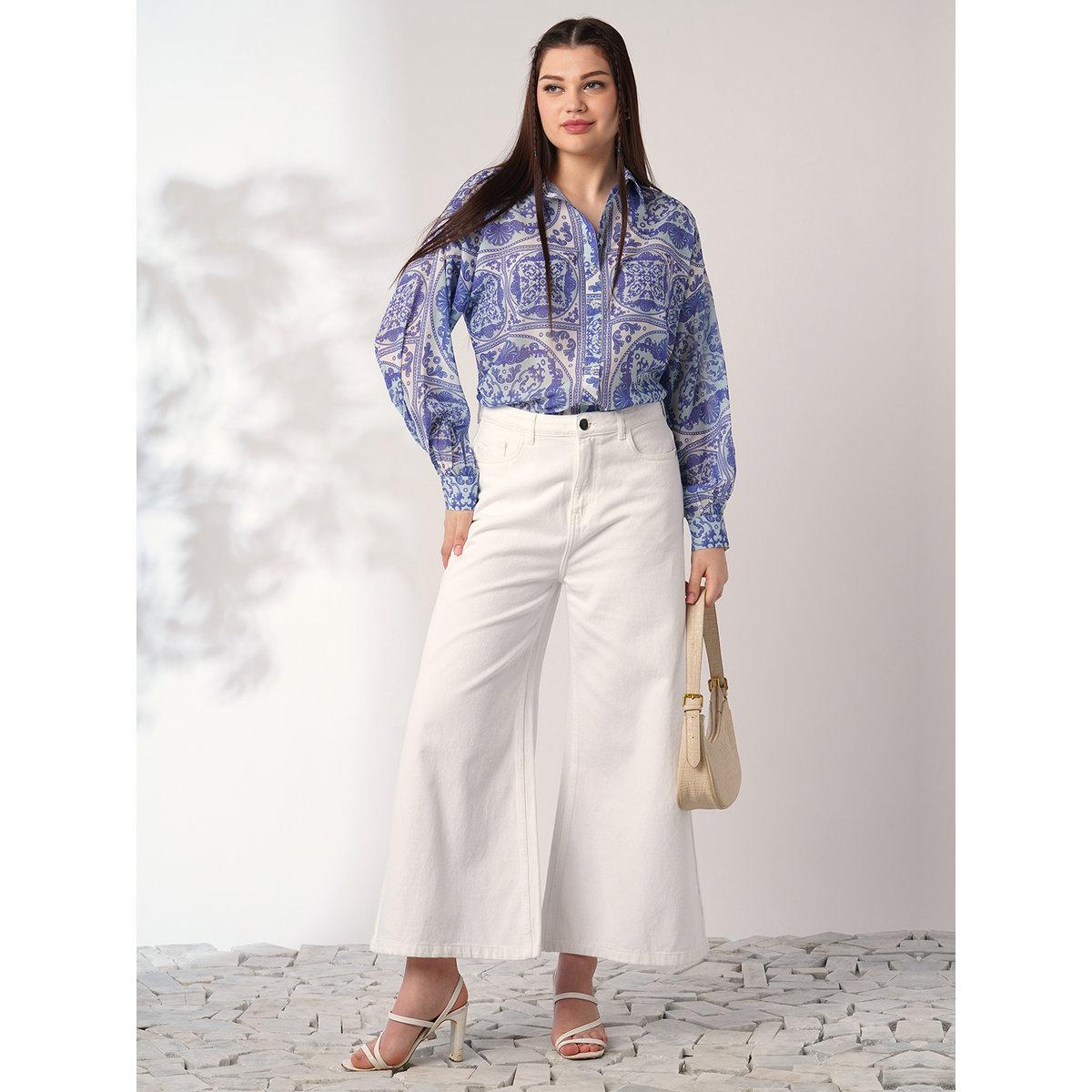 Globus X Styli Blue Ethnic Print Oversized Shirt-women-clothing-shirtsandblouses-shirts-image-5