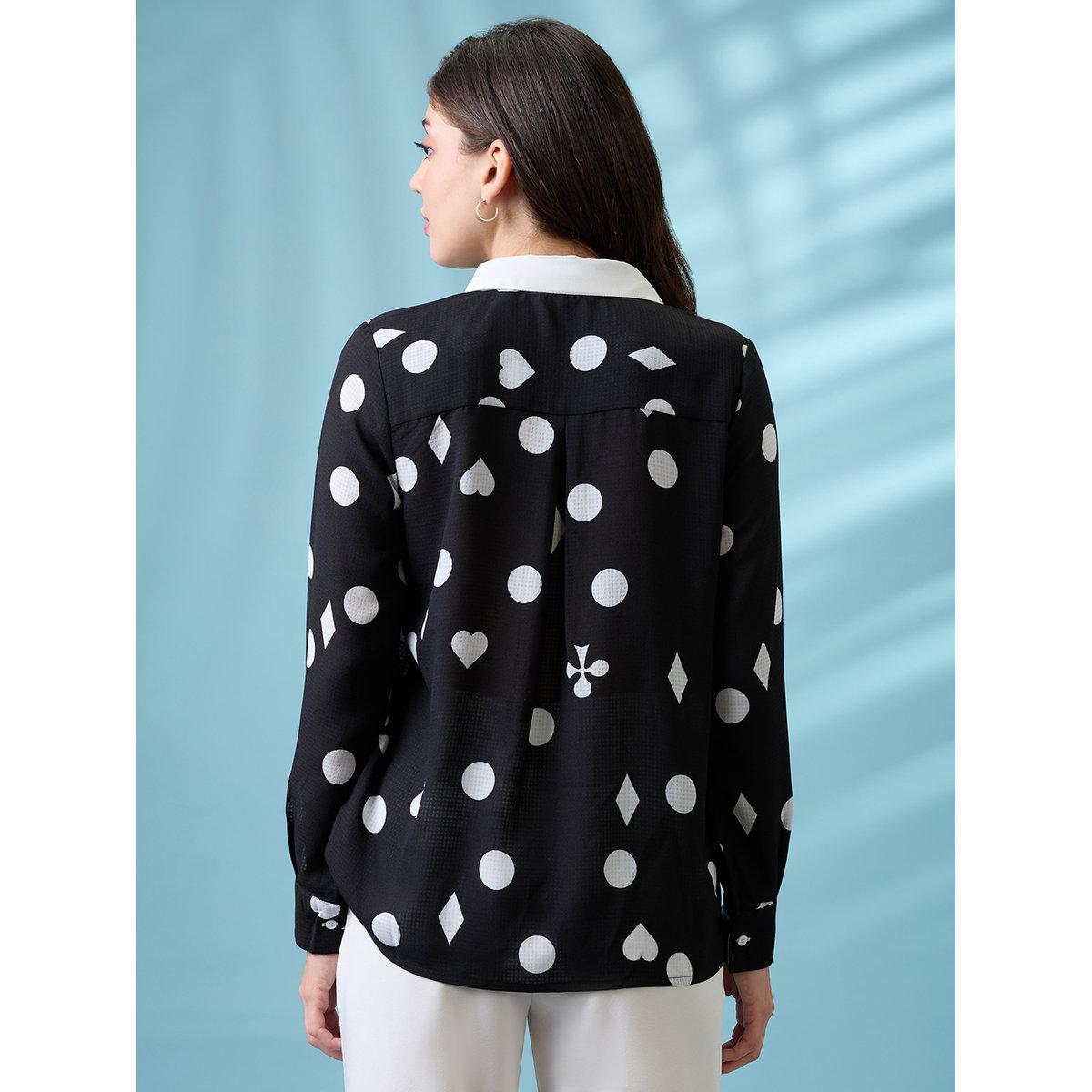Globus X Styli Black Printed Shirt with Concealed Placket-women-clothing-shirtsandblouses-shirts-image-3