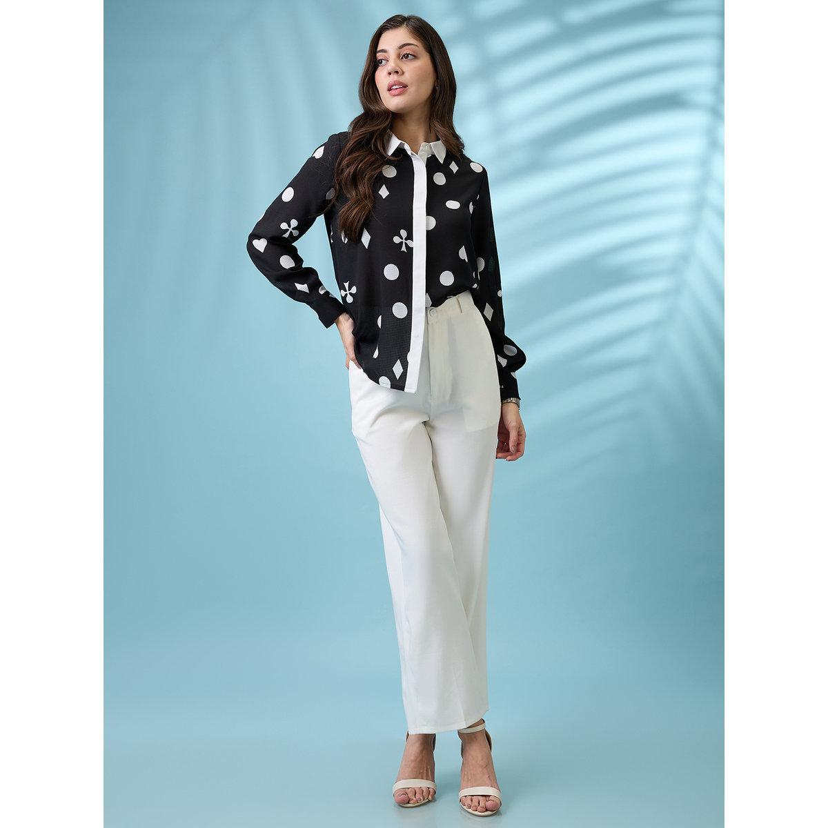 Globus X Styli Black Printed Shirt with Concealed Placket-women-clothing-shirtsandblouses-shirts-image-5