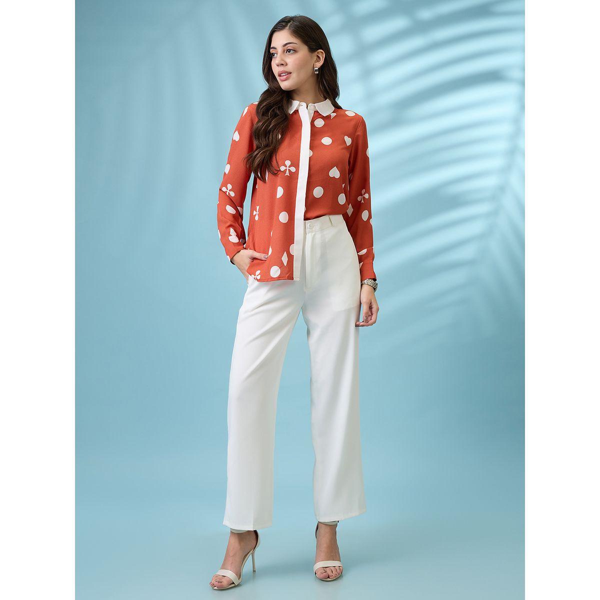 Globus X Styli Rust Printed Shirt with Concealed Placket-women-clothing-shirtsandblouses-shirts-image-5