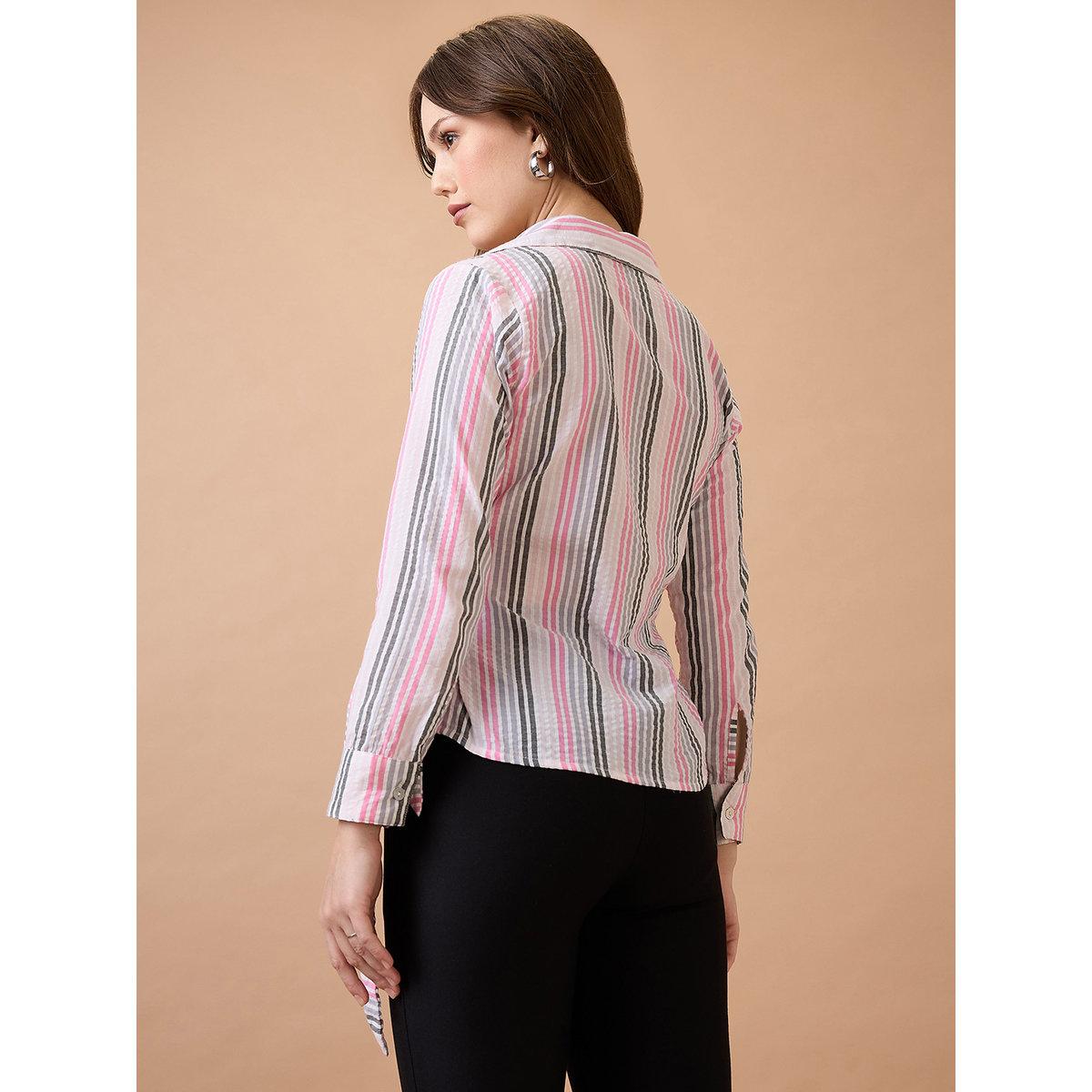بلوزة مخططة بنمط لف-women-clothing-shirtsandblouses-shirts-image-3
