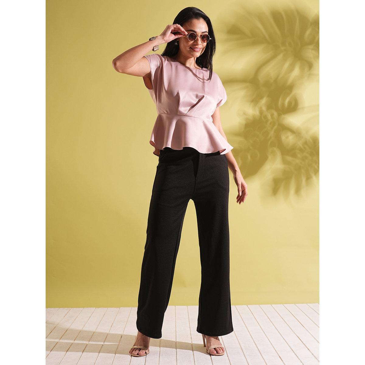 Globus X Styli Pink Satin Peplum Workwear Top-women-clothing-shirtsandblouses-blouses-image-5