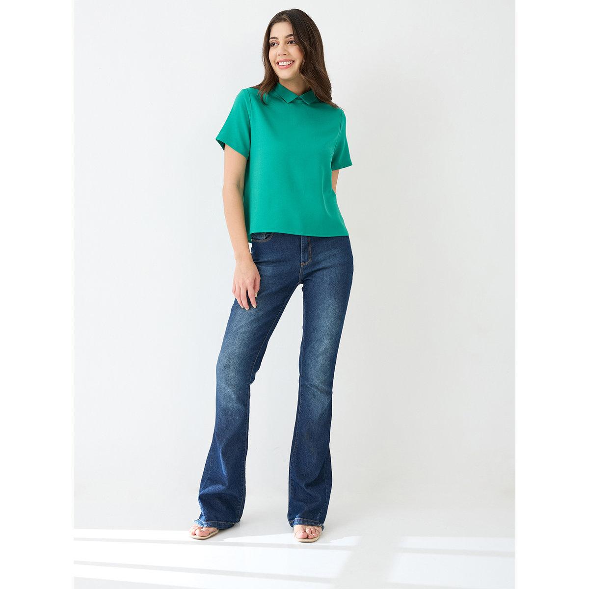 Globus X Styli Green Back Button Workwear Shirt-women-clothing-shirtsandblouses-shirts-image-6