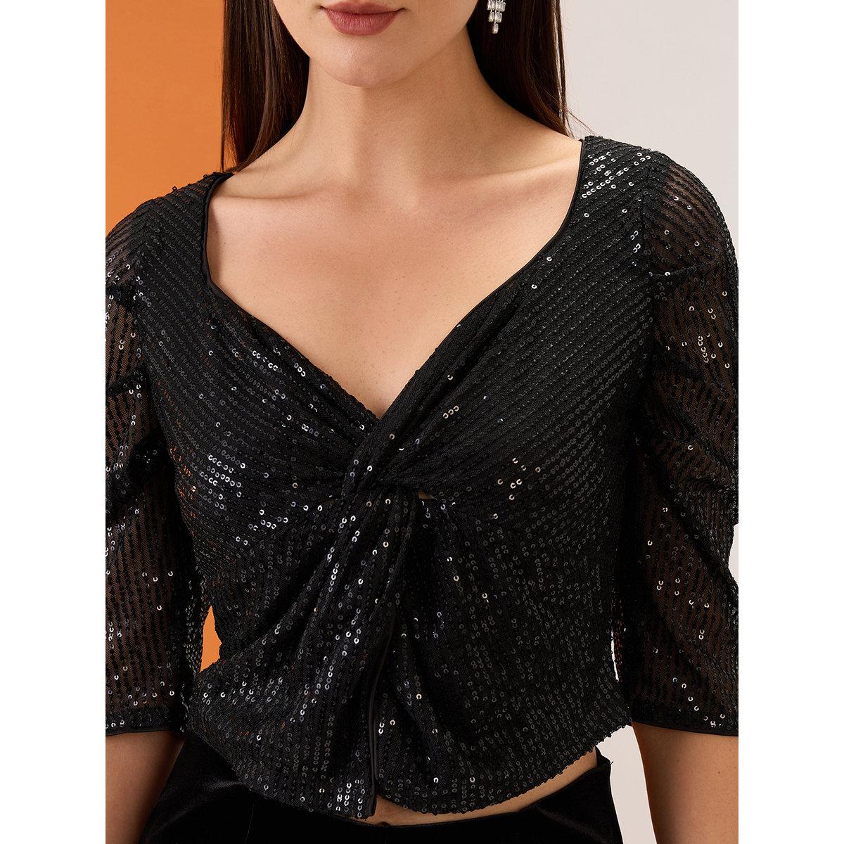 بلوزة قصيرة بتفاصيل مُنمقة-women-clothing-tshirts-image-4