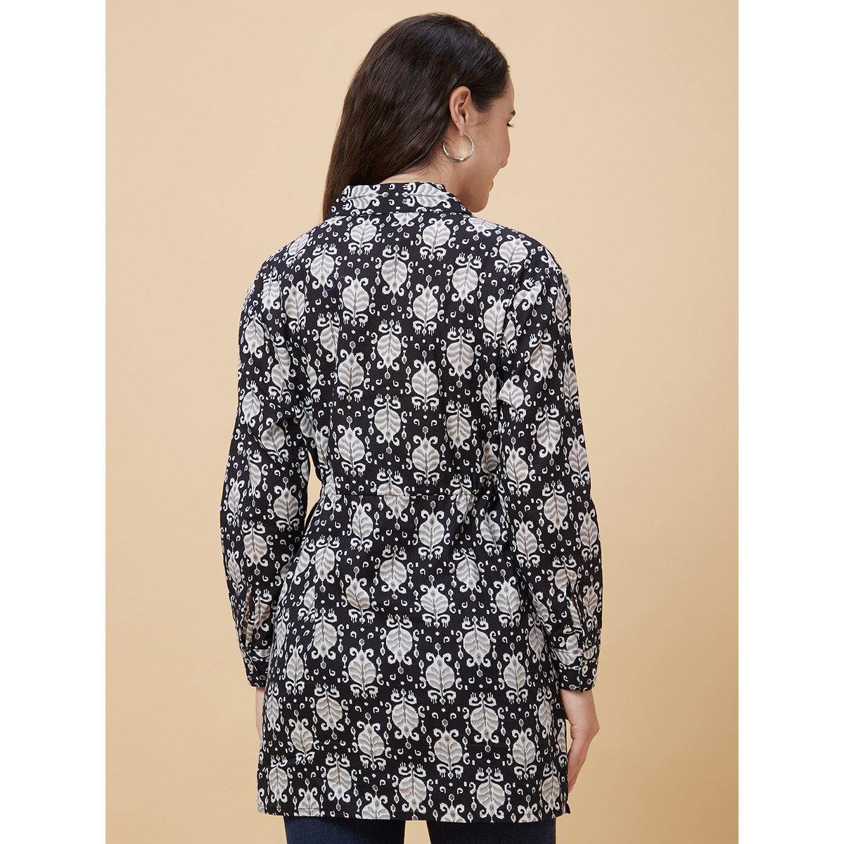 Globus X Styli Black Ethnic Print Tie-Up Tunic-women-clothing-shirtsandblouses-blouses-image-4