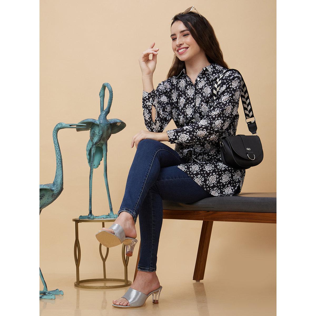 Globus X Styli Black Ethnic Print Tie-Up Tunic-women-clothing-shirtsandblouses-blouses-image-6