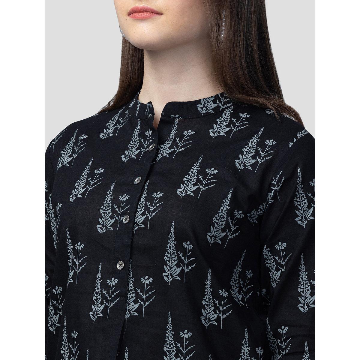 Globus X Styli Black Mandarin Collar Printed Tunic-women-clothing-shirtsandblouses-blouses-image-5