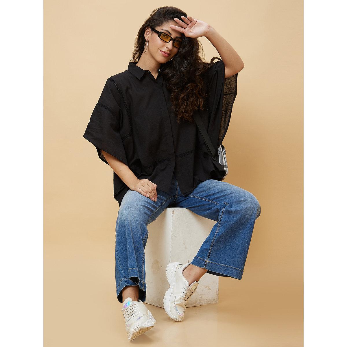 Globus X Styli Black Asymmetric Hem Kaftan Tunic-women-clothing-shirtsandblouses-blouses-image-6