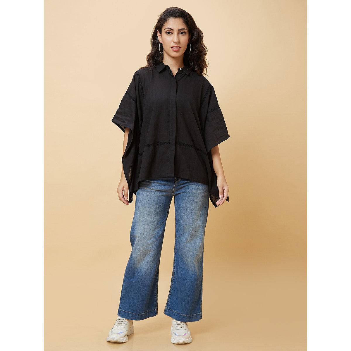 Globus X Styli Black Asymmetric Hem Kaftan Tunic-women-clothing-shirtsandblouses-blouses-image-7