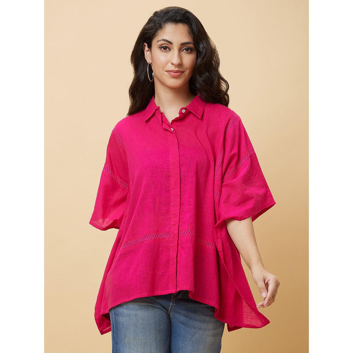 Globus X Styli Pink Black Asymmetric Hem Kaftan Tunic-women-clothing-shirtsandblouses-blouses-image-2