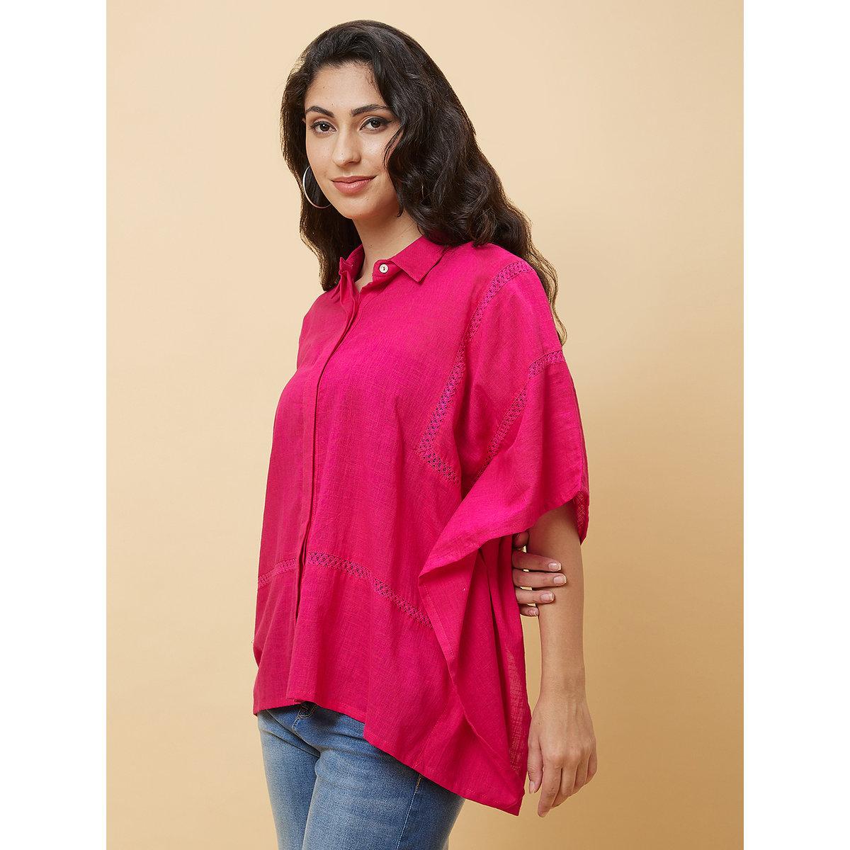 Globus X Styli Pink Black Asymmetric Hem Kaftan Tunic-women-clothing-shirtsandblouses-blouses-image-3