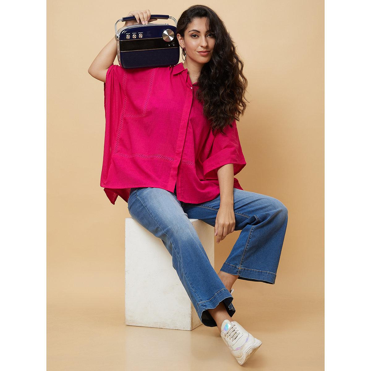 Globus X Styli Pink Black Asymmetric Hem Kaftan Tunic-women-clothing-shirtsandblouses-blouses-image-6