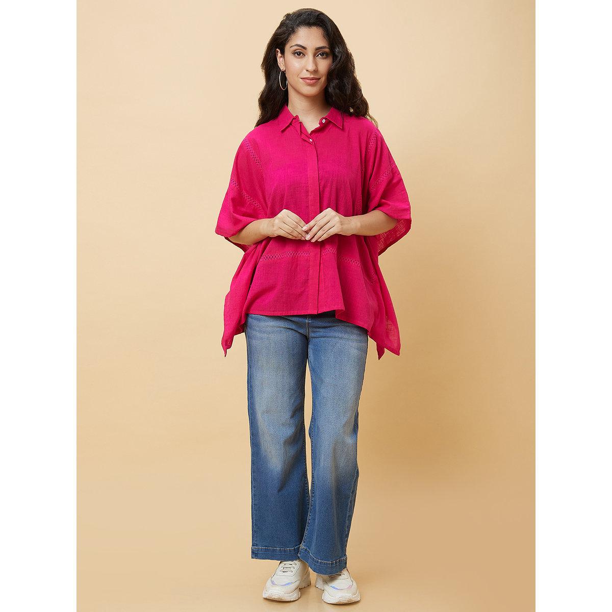 Globus X Styli Pink Black Asymmetric Hem Kaftan Tunic-women-clothing-shirtsandblouses-blouses-image-7