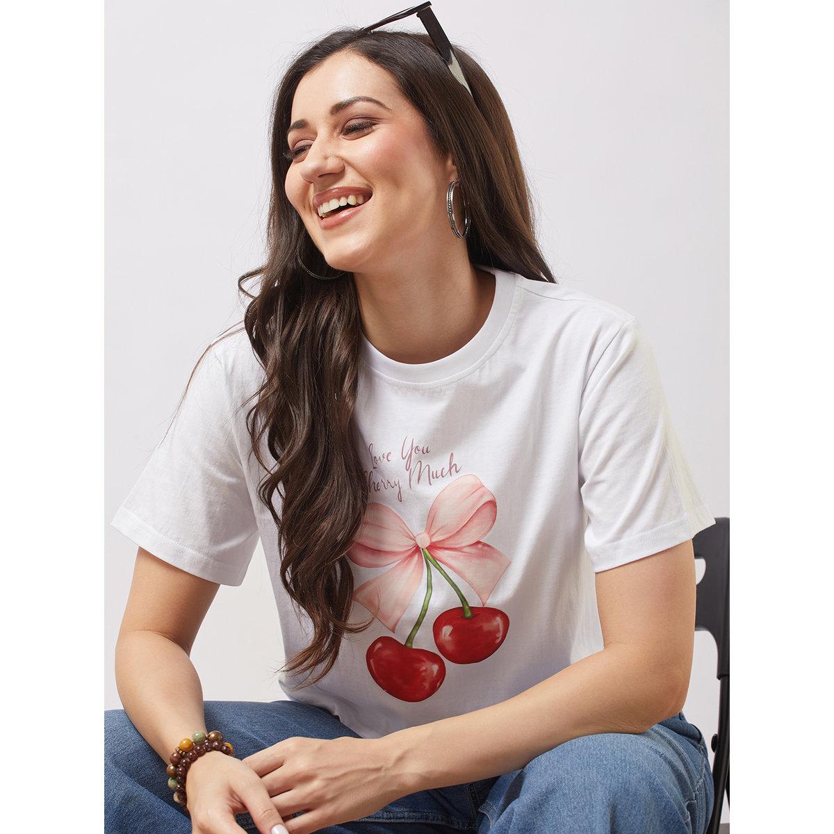 Globus X Styli White Cherry Print Boxy Crop T-Shirt-women-clothing-tshirts-image-1