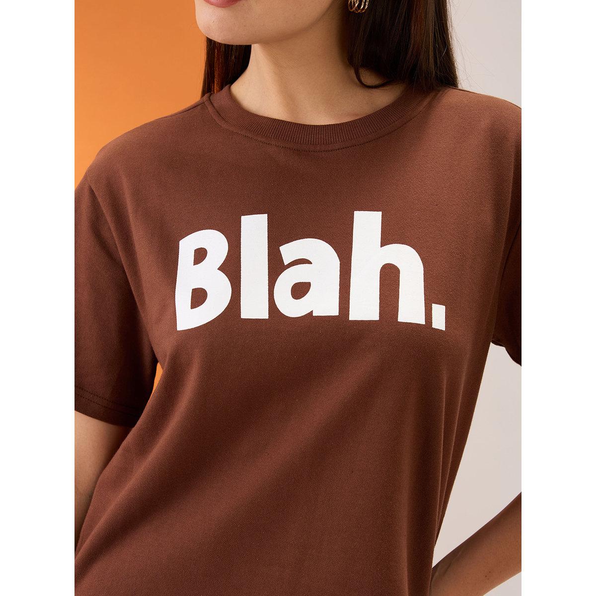 Globus X Styli Brown Slogan Print Boxy Crop T-Shirt-women-clothing-tshirts-image-4