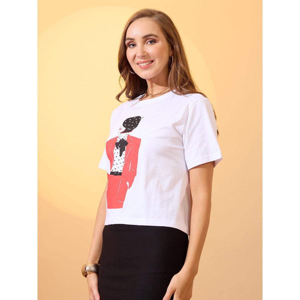 تيشيرت بقصة بوكسي وطبعة جرافيك-women-clothing-tshirts-image-2