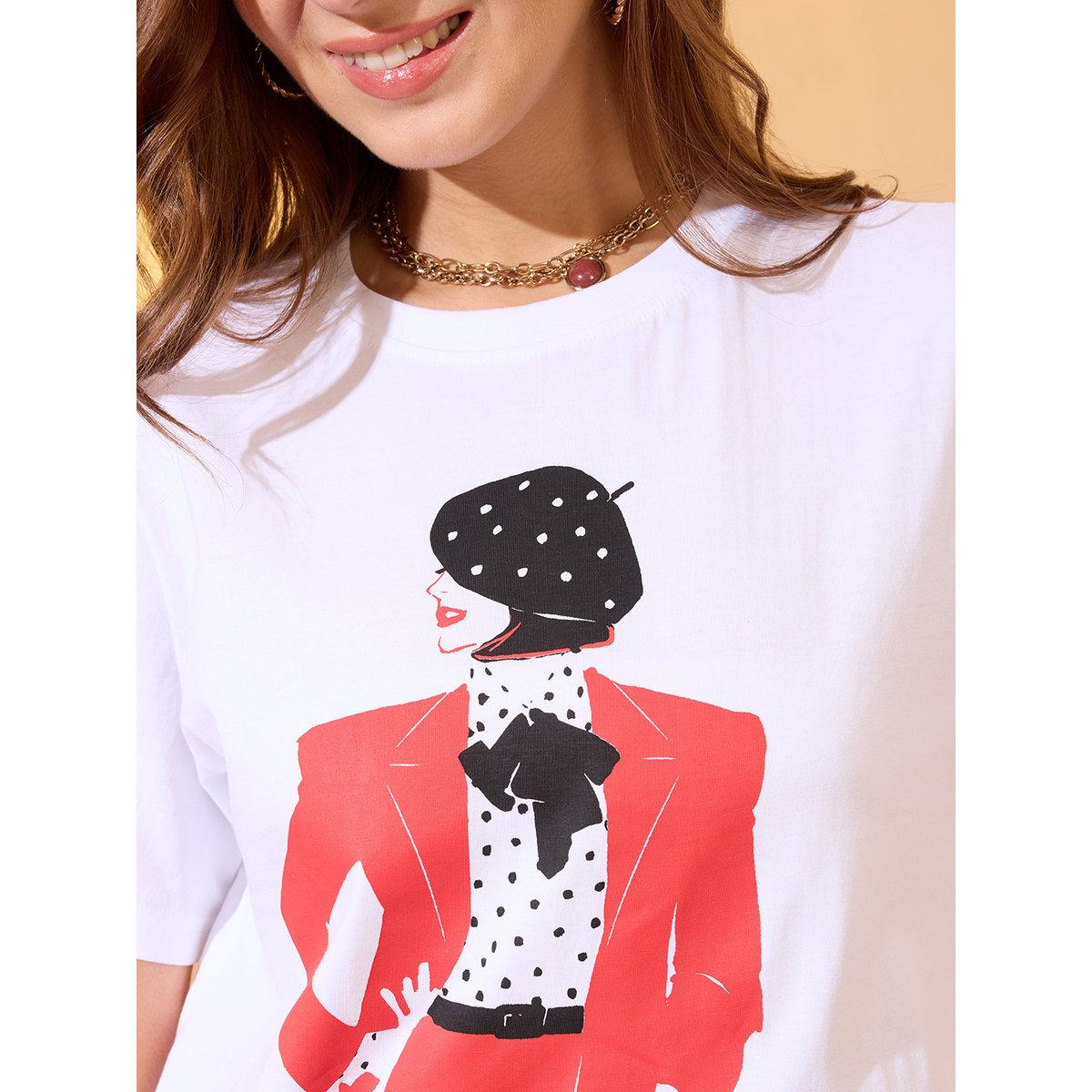 تيشيرت بقصة بوكسي وطبعة جرافيك-women-clothing-tshirts-image-4