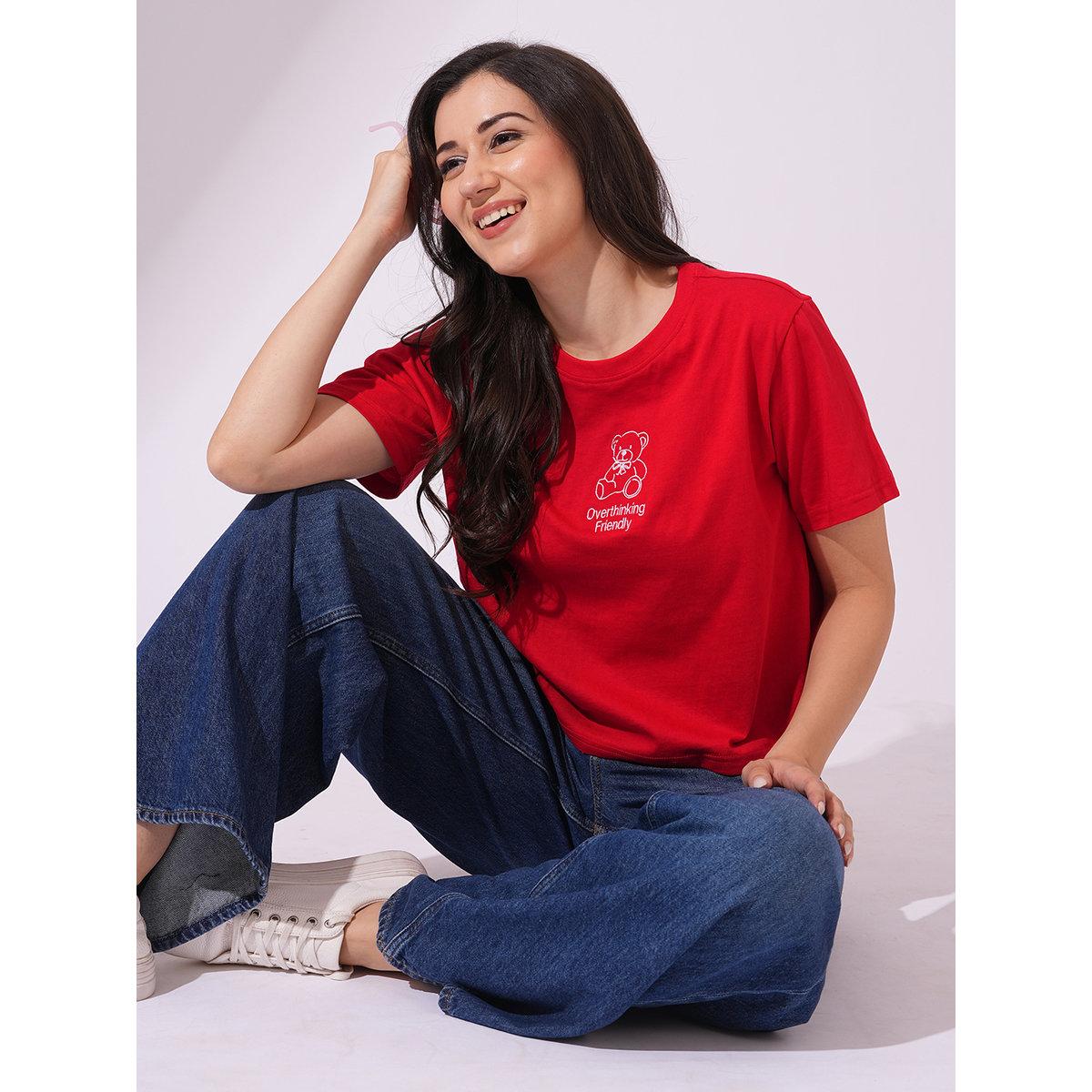 تيشيرت بقصة بوكسي وتفاصيل مُطرزة-women-clothing-tshirts-image-1