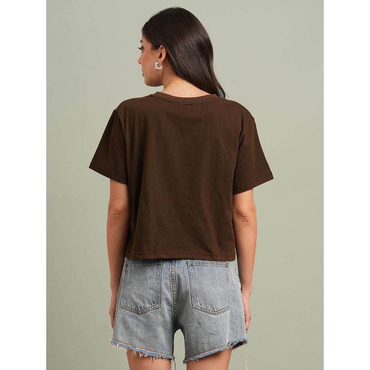 Globus X Styli Brown Bear Embroidered Boxy Crop T-Shirt-women-clothing-tshirts-image-3