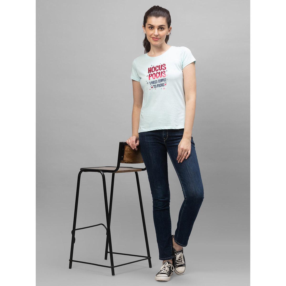 Globus X Styli Light Blue Foil Graphic Print Regular T-Shirt-women-clothing-tshirts-image-5