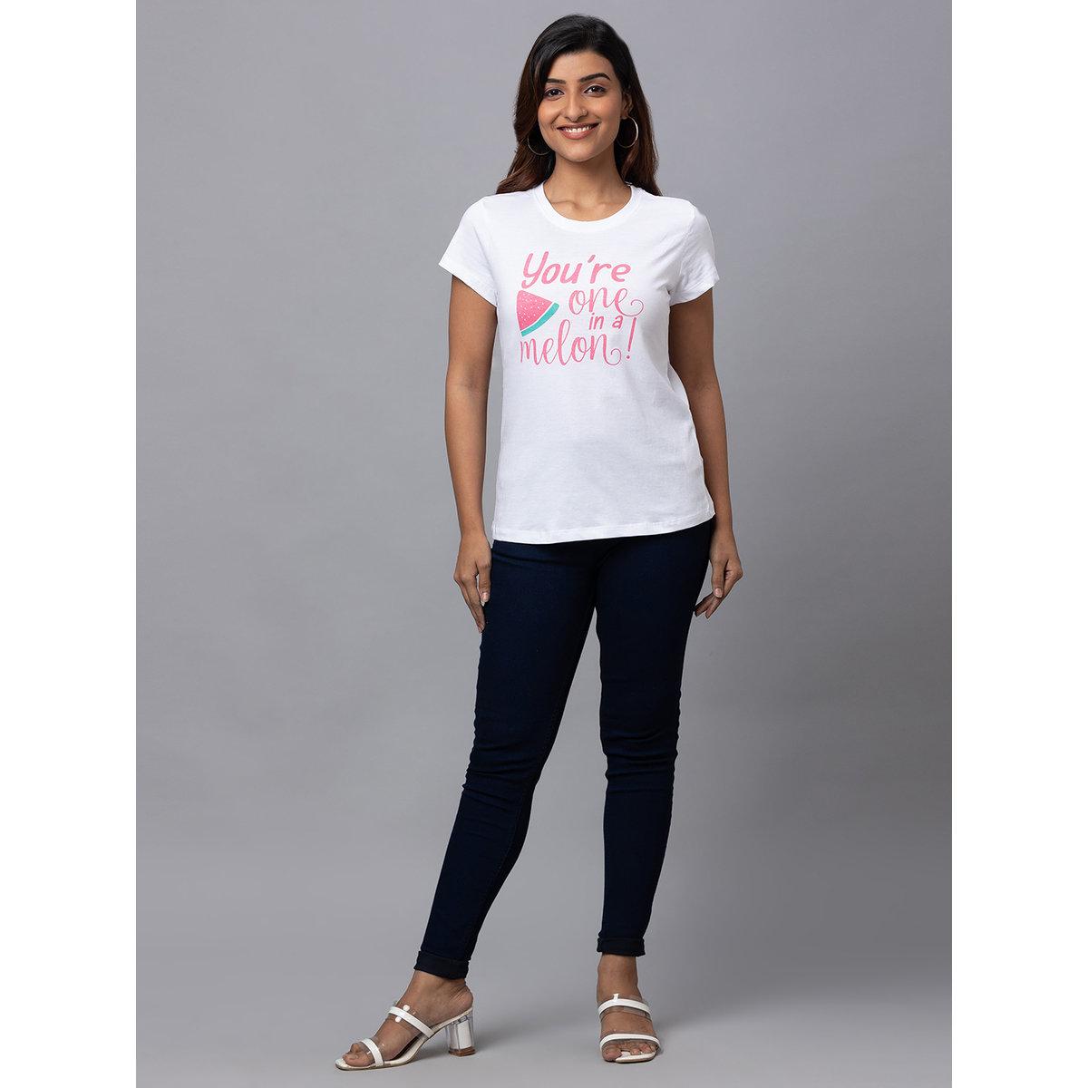 Globus X Styli White Graphic Print Regular Fit T-Shirt-women-clothing-tshirts-image-2