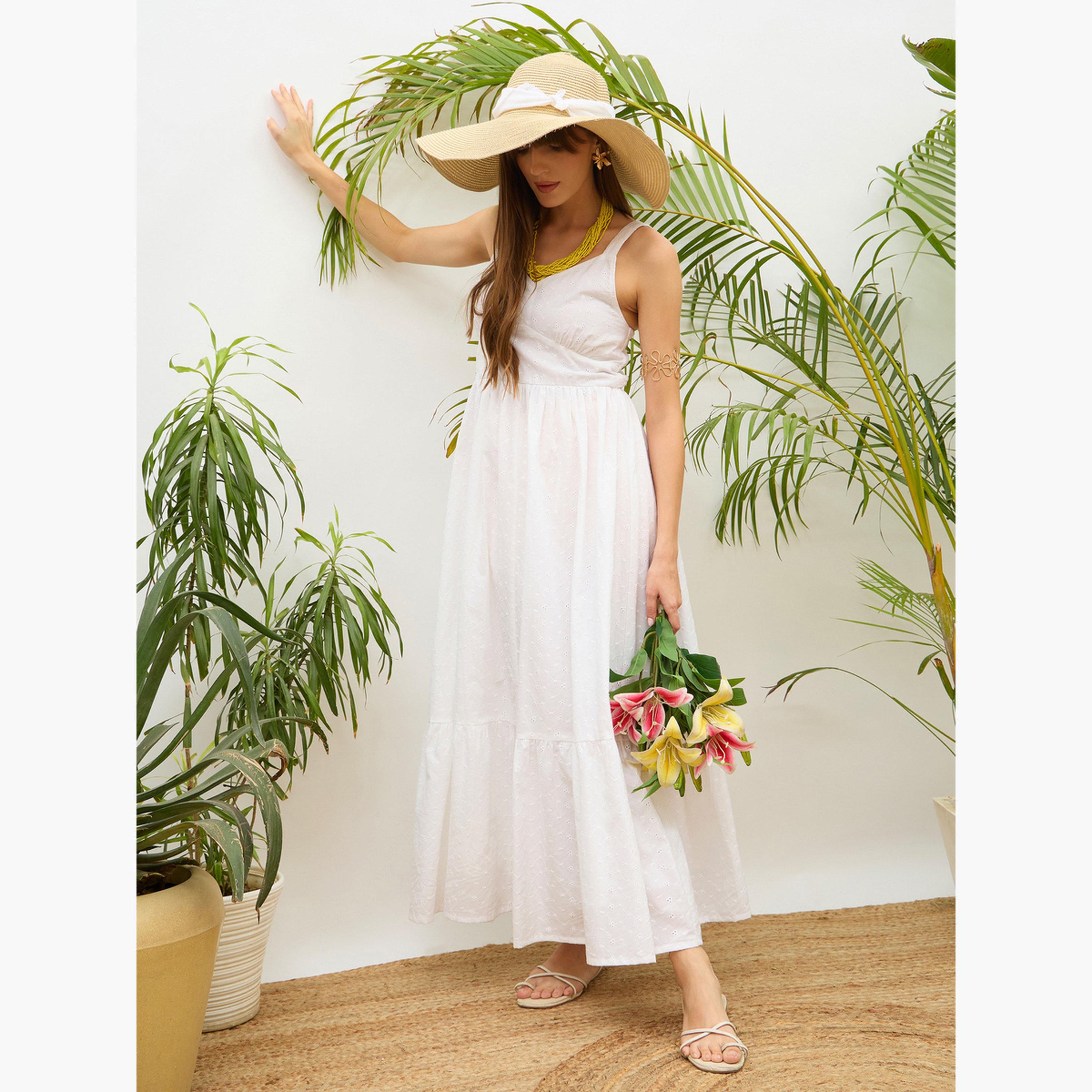 Sassafras Women White Embroidered Strappy Maxi Dress-women-clothing-dresses-image-6