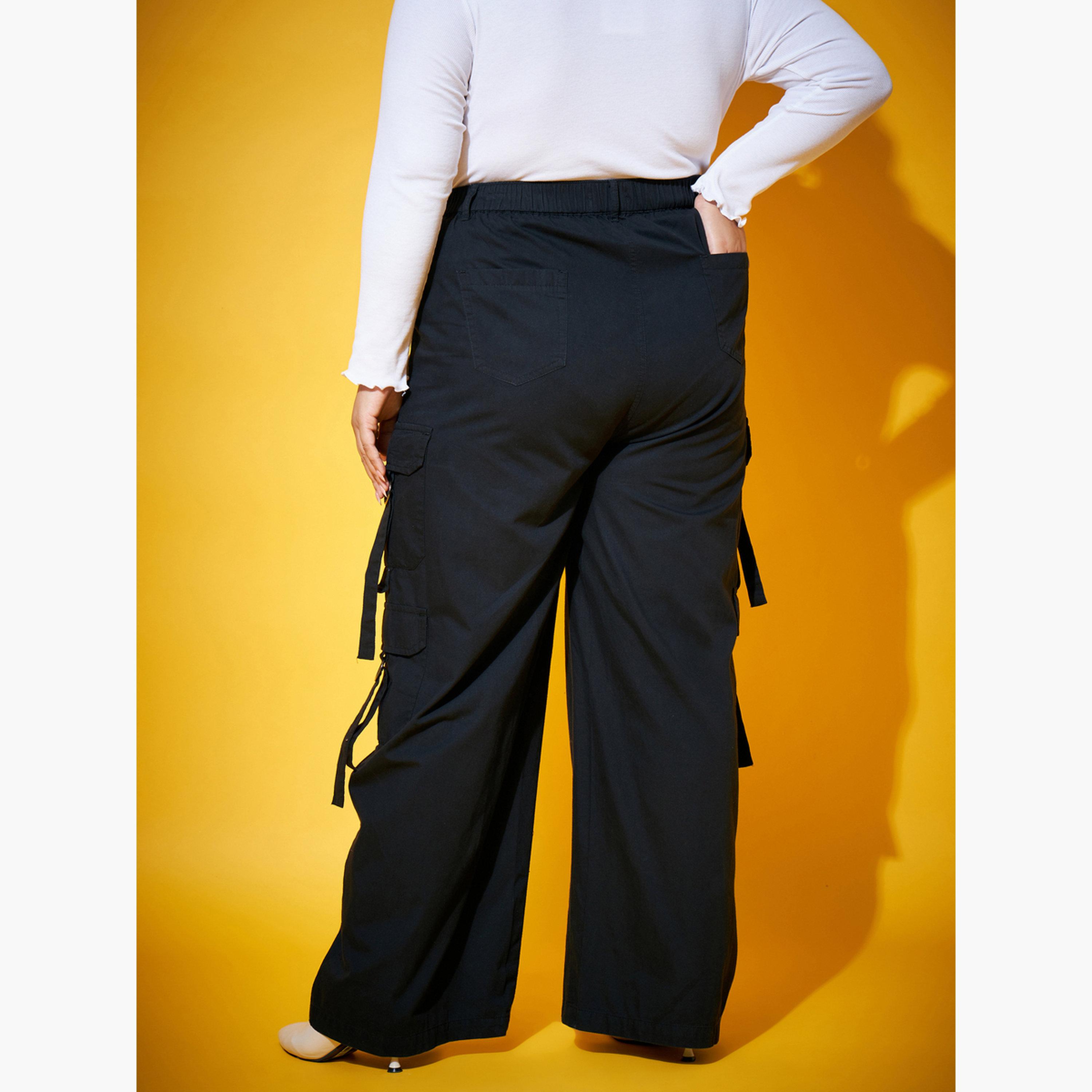 Sassafras Plus Size Black Cargo Trousers-women-clothing-bottoms-trousers-image-6