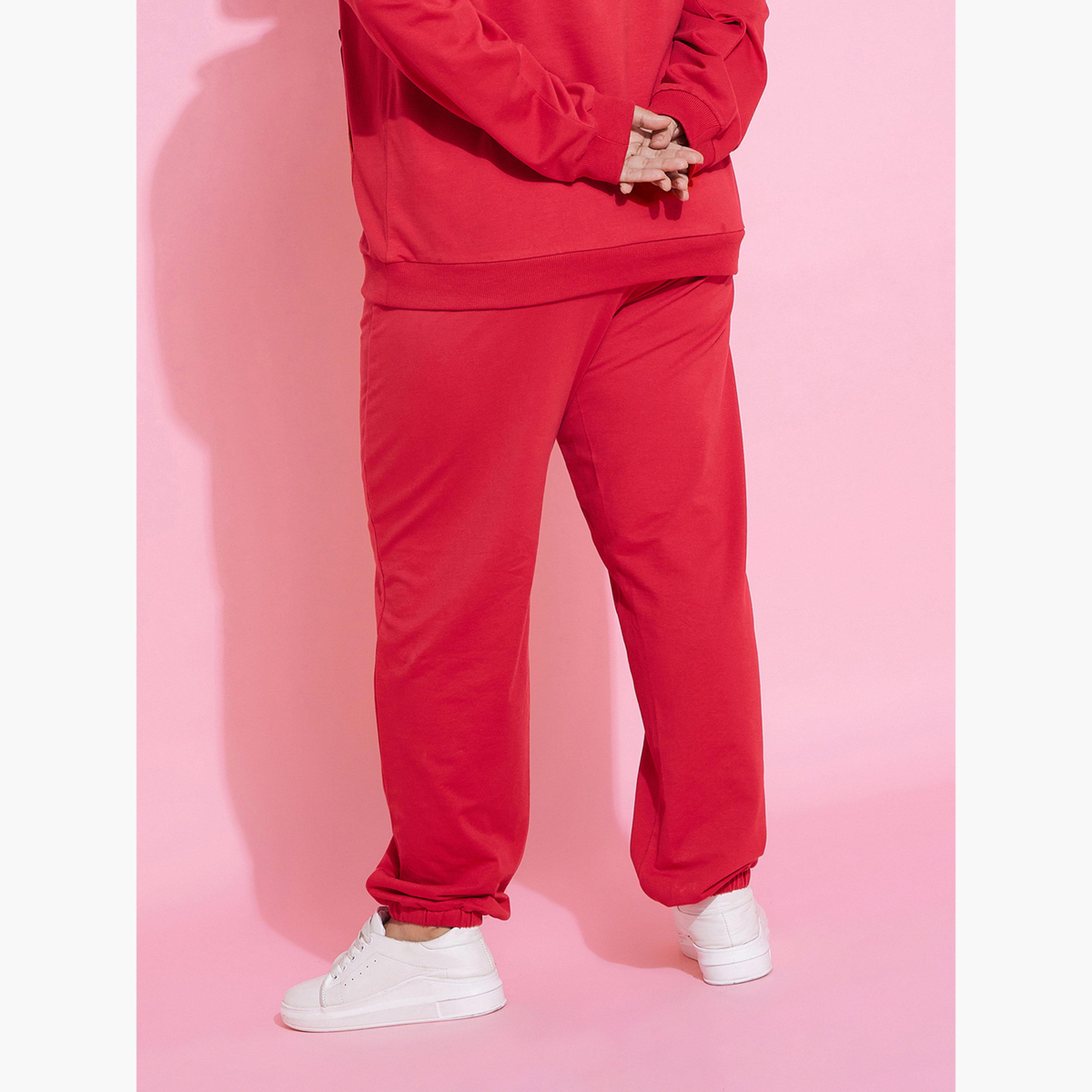 ساسافراس - بنطال رياضي بطبعة نيويورك باللون الأحمر مقاس واسع مع رباط-women-clothing-bottoms-joggers-image-6