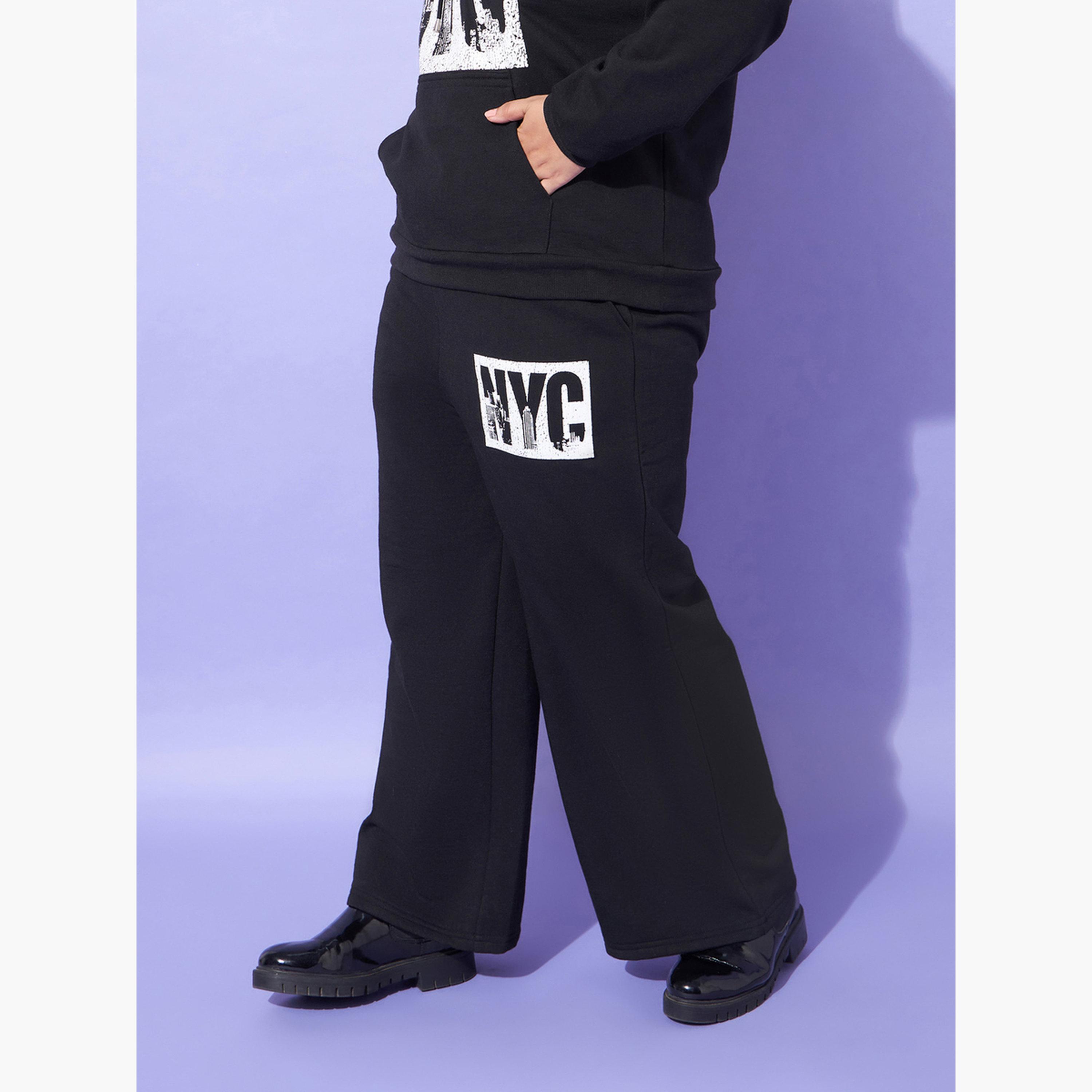 Sassafras Plus Size Black Wide Leg Joggers-women-clothing-bottoms-joggers-image-3