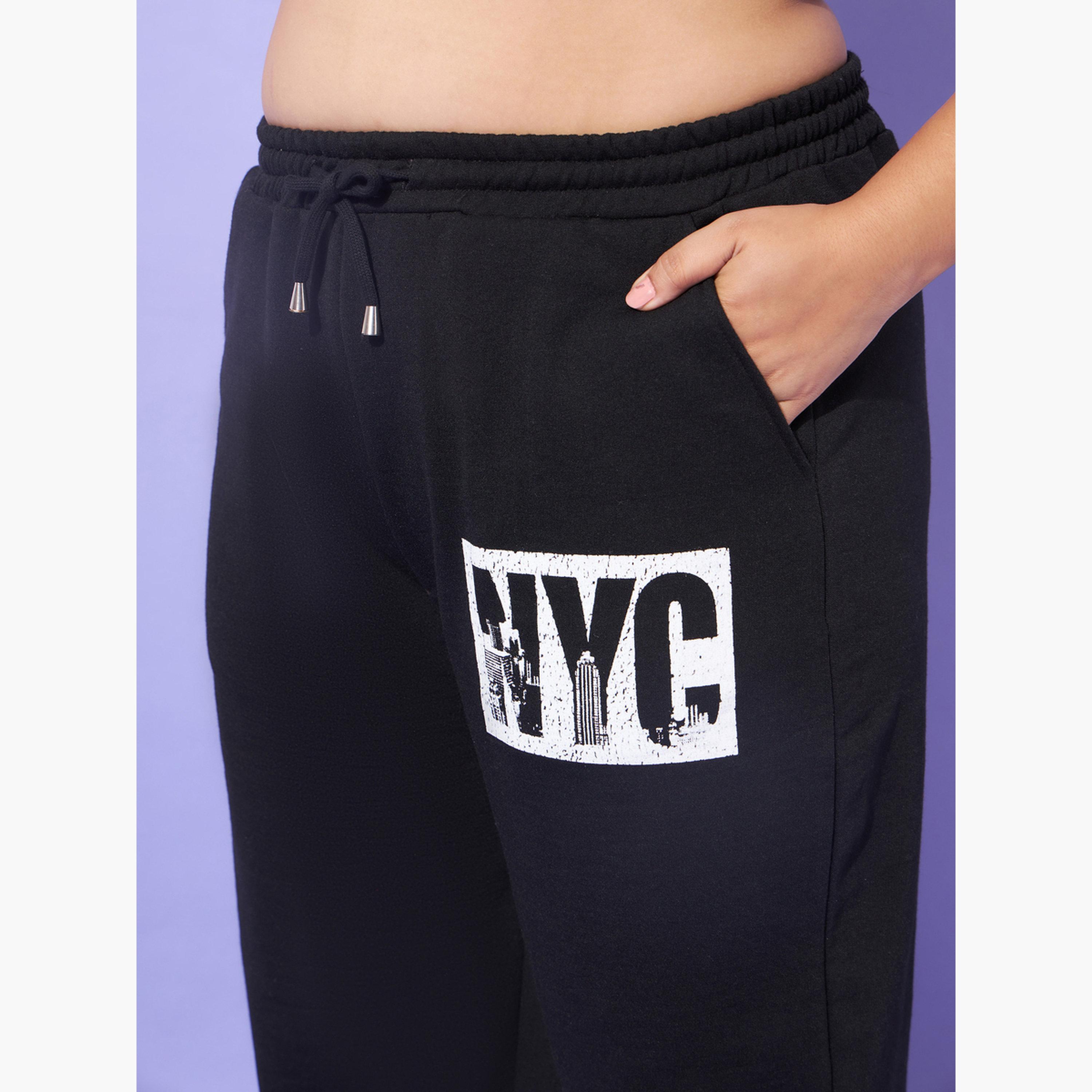 Sassafras Plus Size Black Wide Leg Joggers-women-clothing-bottoms-joggers-image-4