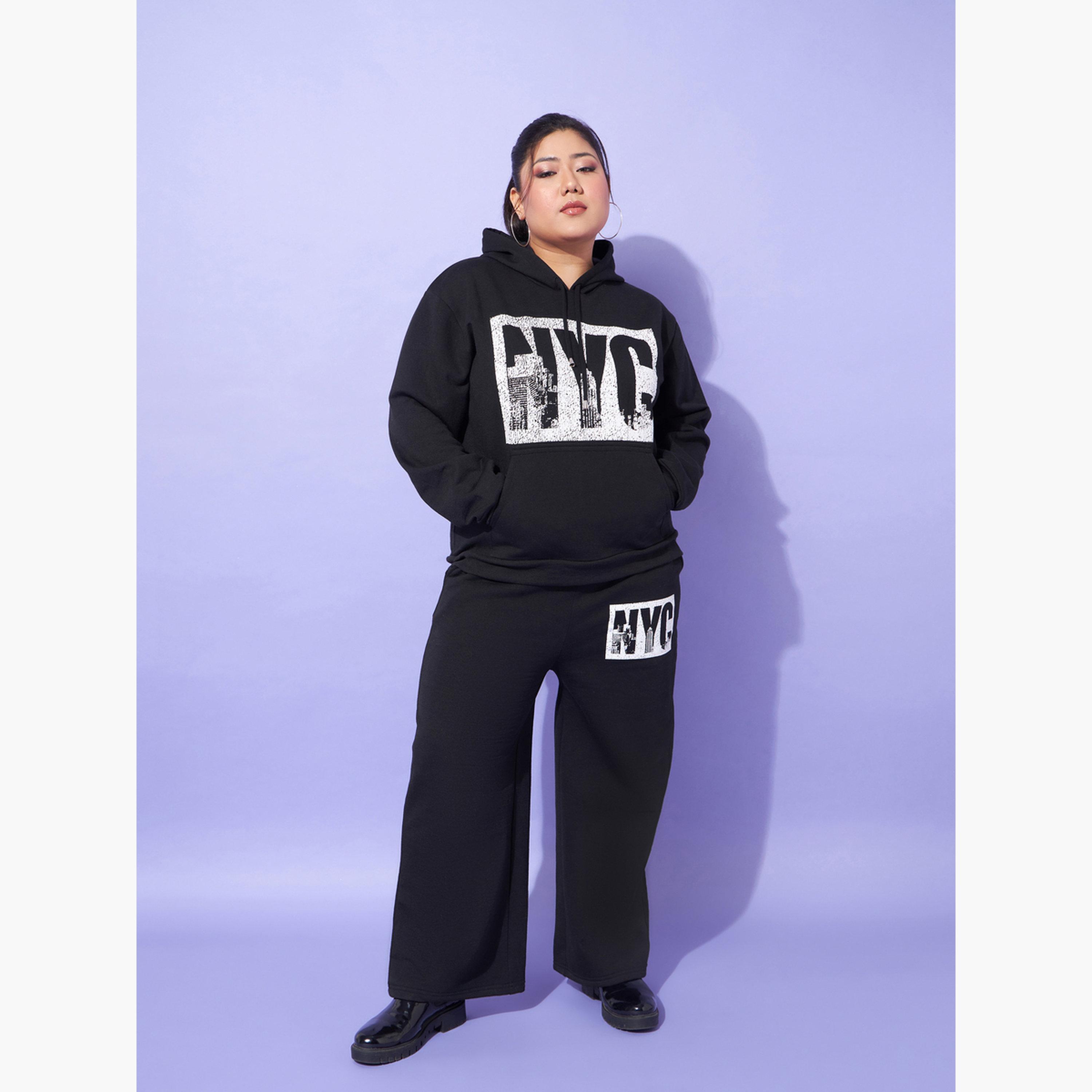 Sassafras Plus Size Black Wide Leg Joggers-women-clothing-bottoms-joggers-image-5