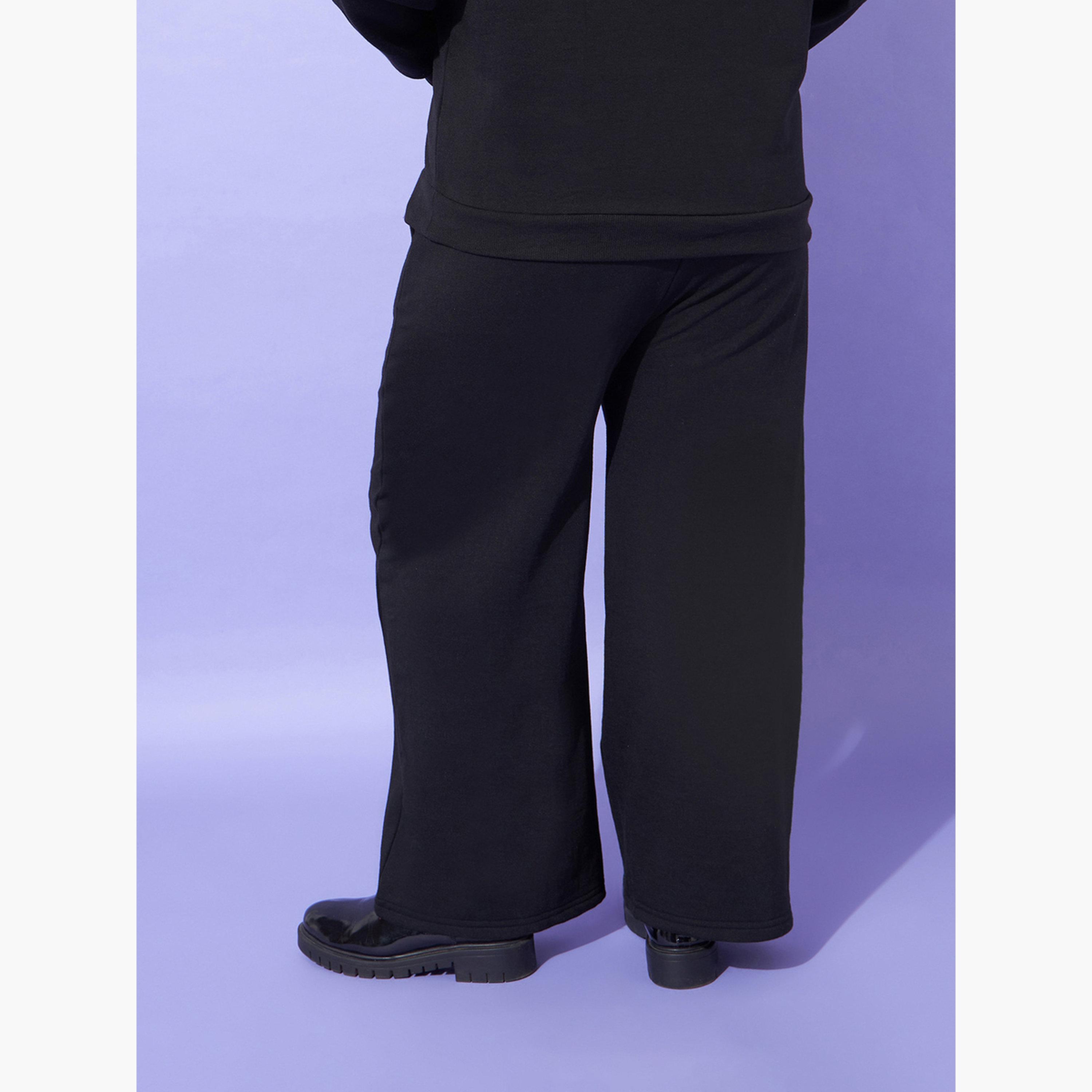 Sassafras Plus Size Black Wide Leg Joggers-women-clothing-bottoms-joggers-image-6