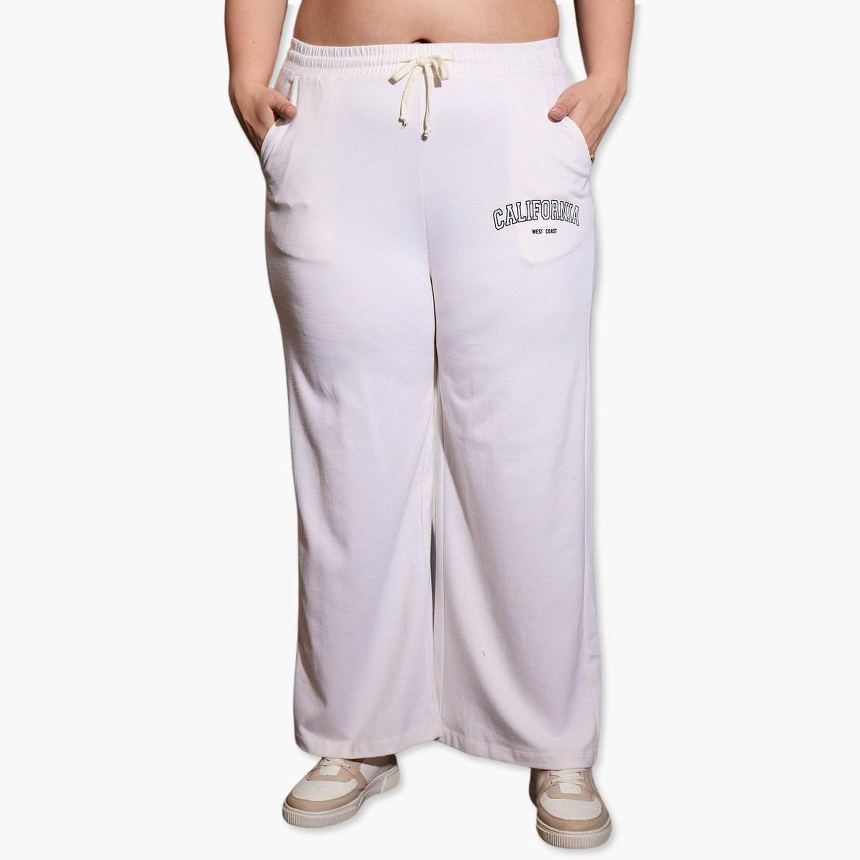 Sassafras Plus Size White Wide Leg Joggers-women-clothing-bottoms-joggers-image-1