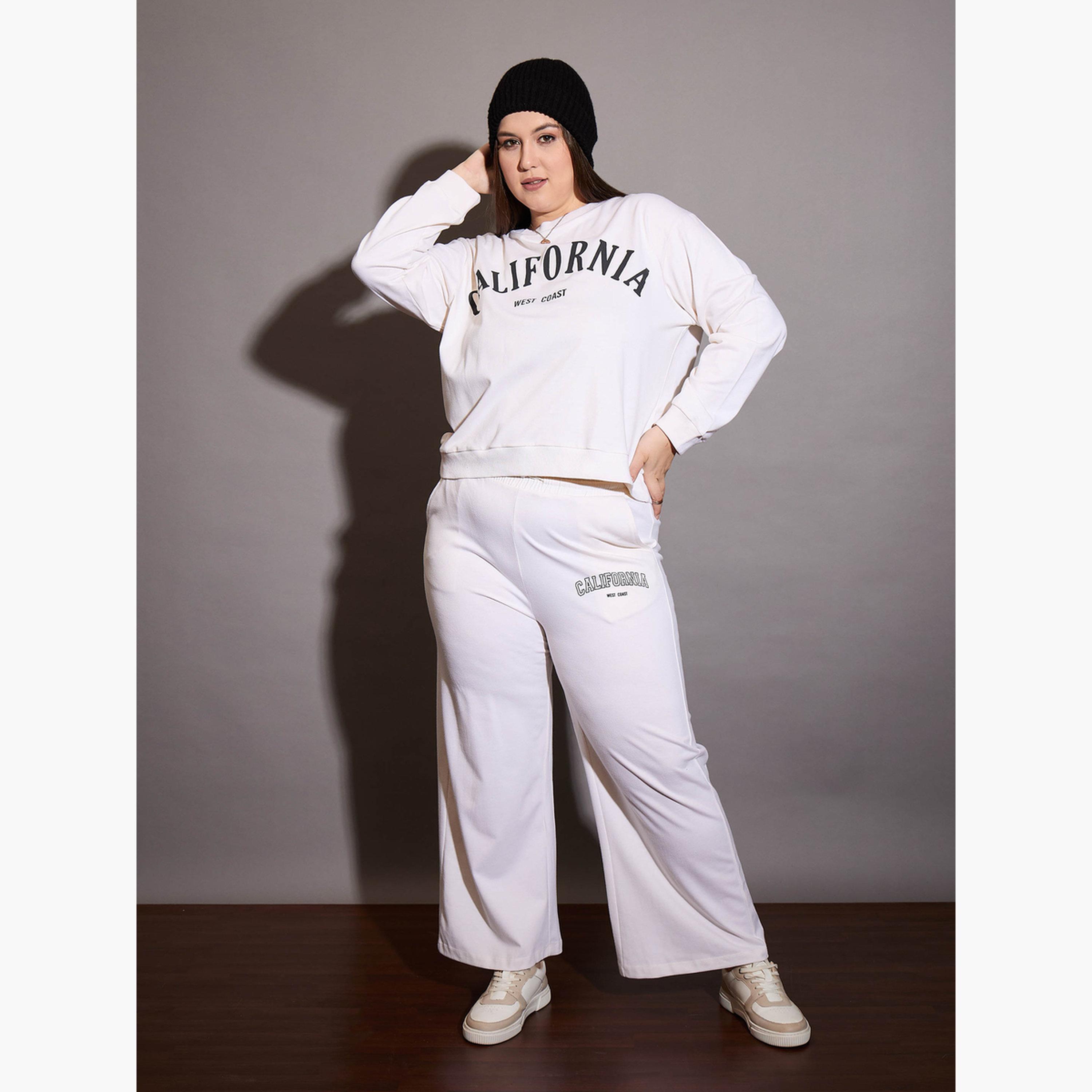 Sassafras Plus Size White Wide Leg Joggers-women-clothing-bottoms-joggers-image-2