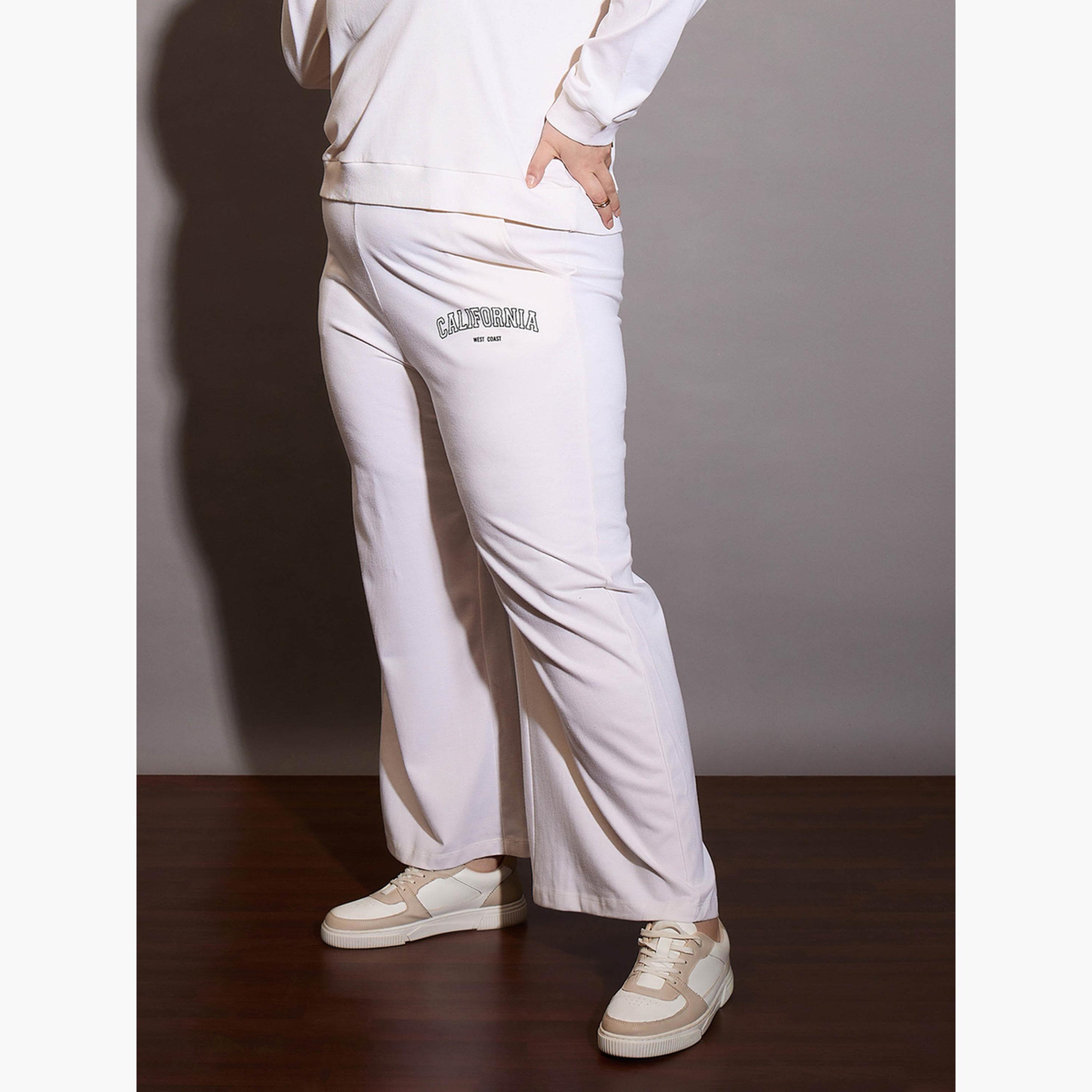 Sassafras Plus Size White Wide Leg Joggers-women-clothing-bottoms-joggers-image-3